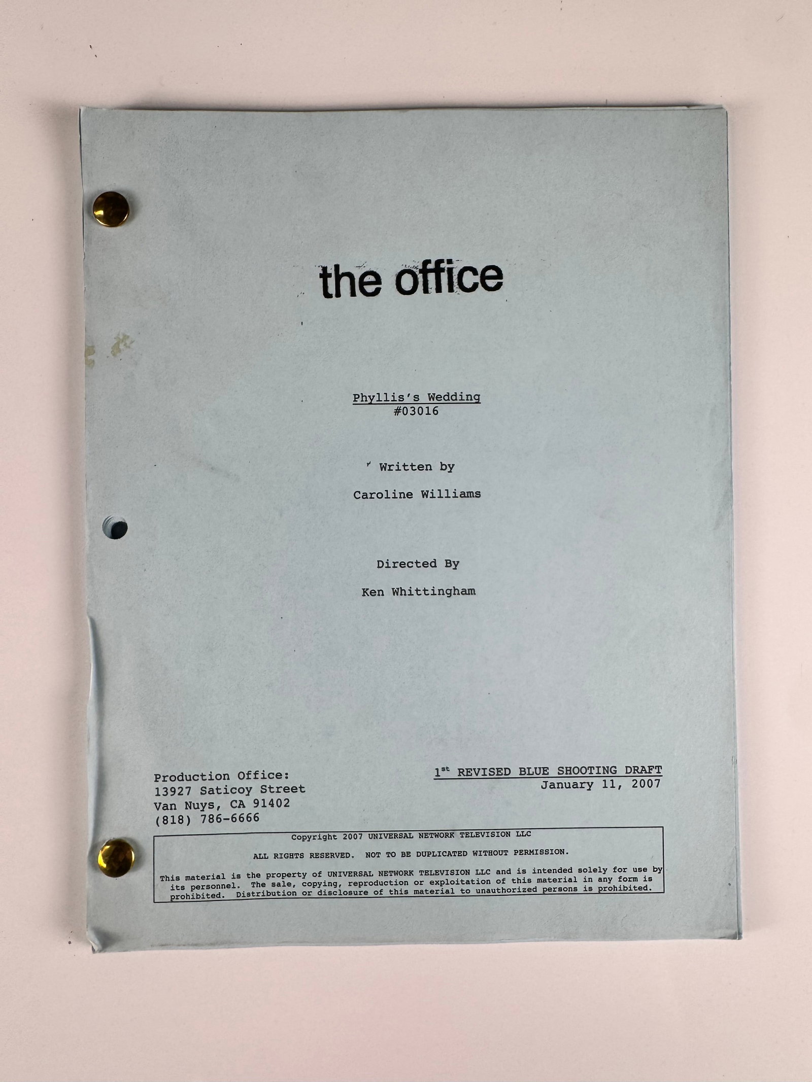 The Office Phyllis Wedding 2007 TV Script Steve Carell NBC: The Office episode Phyllis's Wedding is the sixteenth episode of the third season of the NBC workplace comedy series. Written by Caroline Williams and directed by Ken Whittingham, the ensemble perform