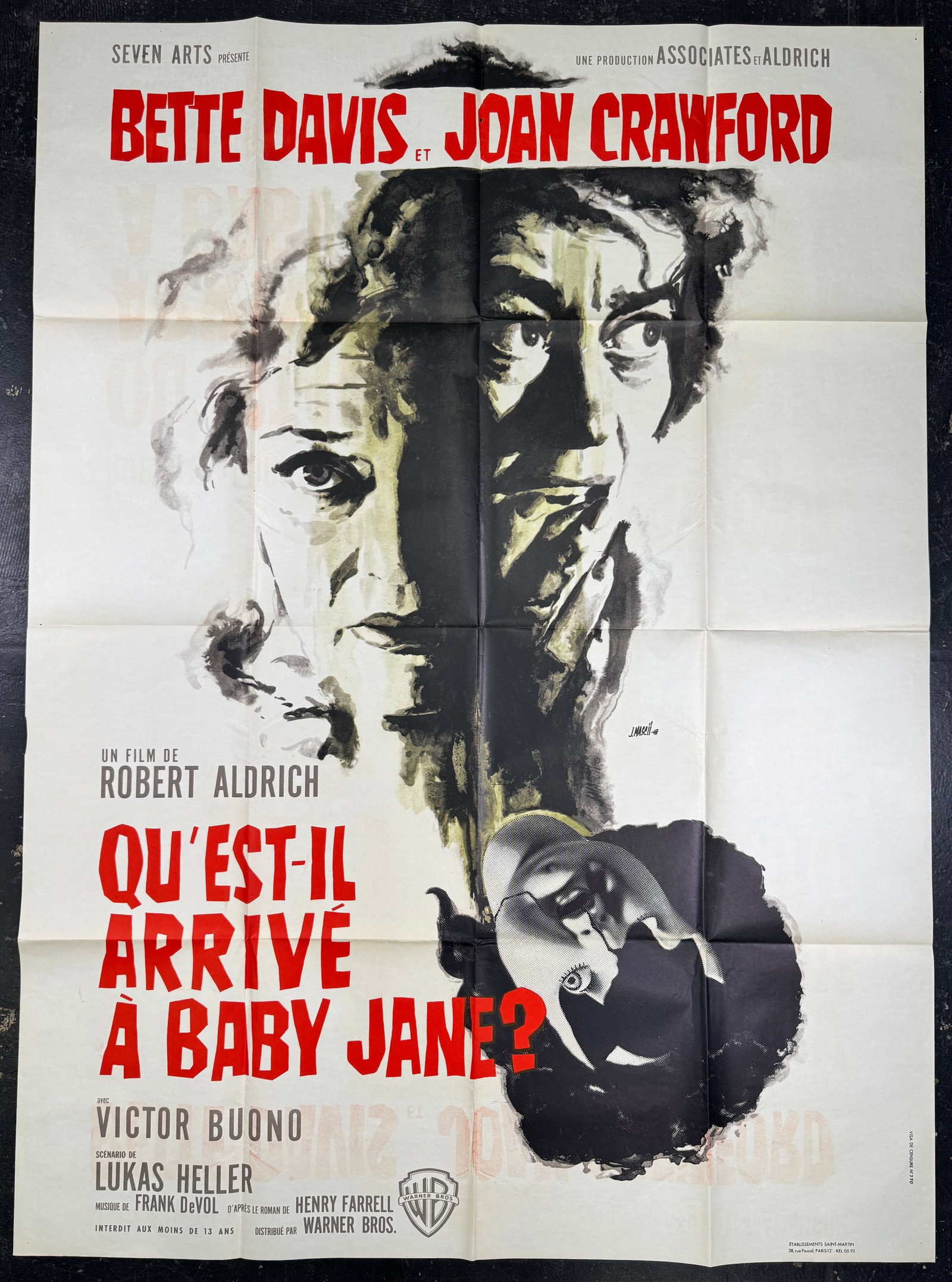 1962 What Ever Happened to Baby Jane French Grande Movie Poster Bette Davis Joan Crawford (1 of 8)