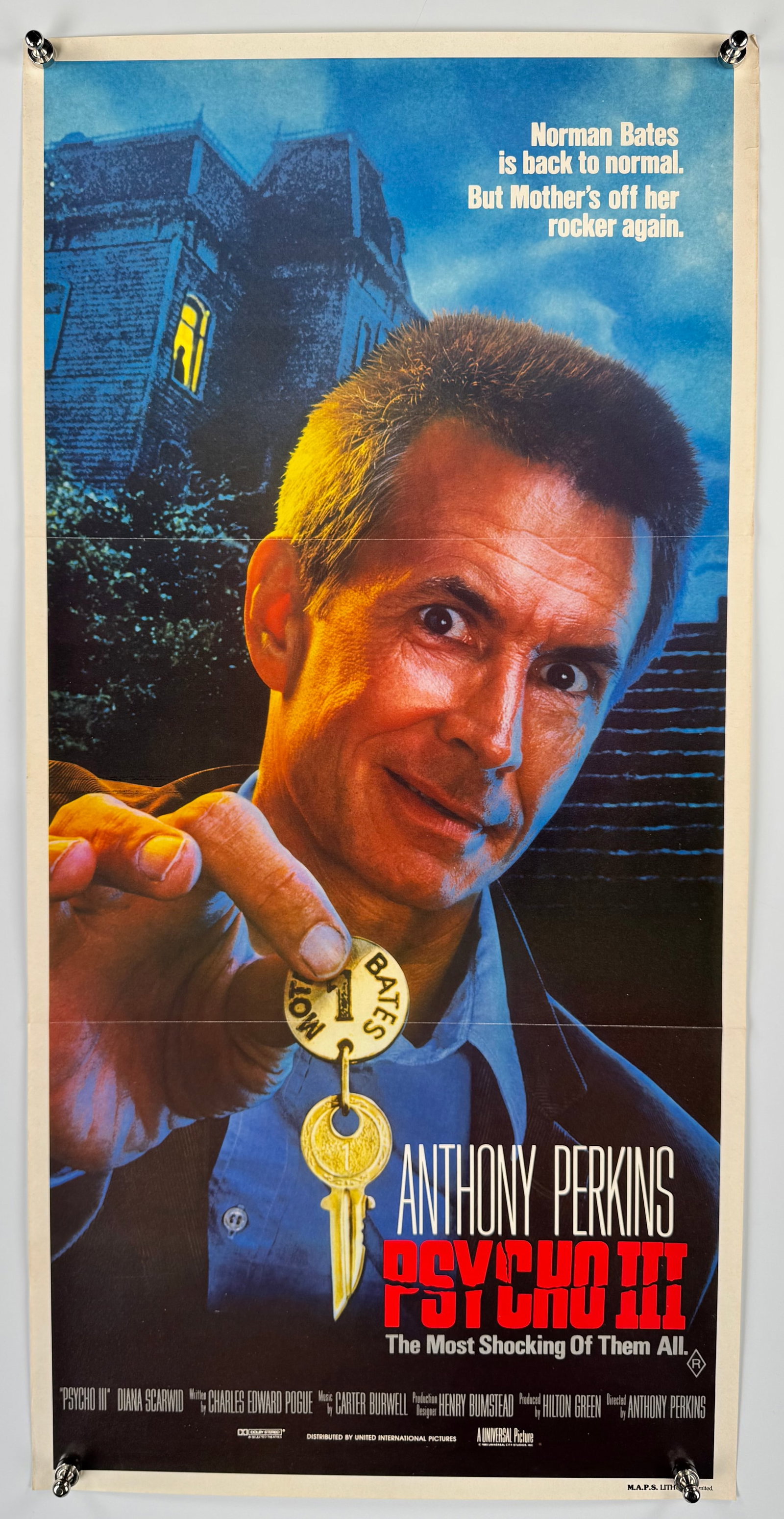 Psycho III 1986 Original Australian Daybill Movie Poster Anthony Perkins Horror (1 of 4)