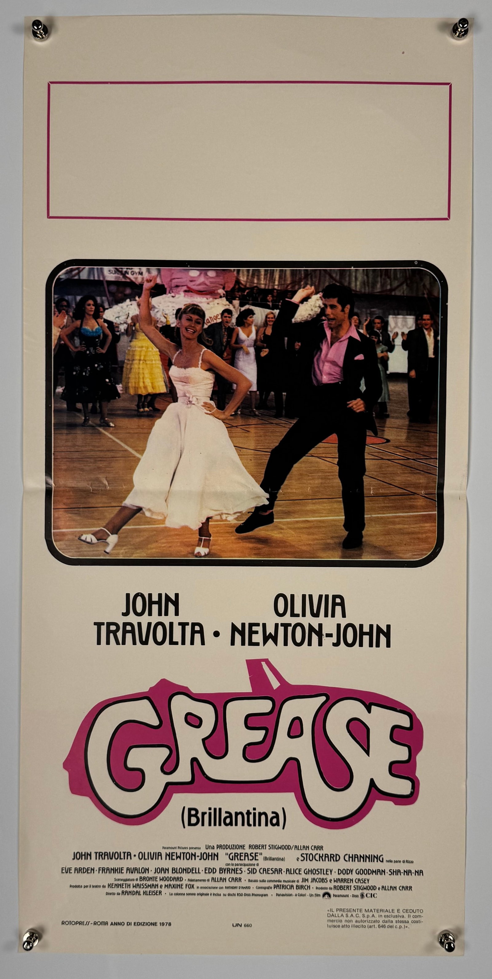 Grease 1978 Original Italian Locandina Movie Poster 13x28 John Travolta Olivia Newton-John (1 of 6)