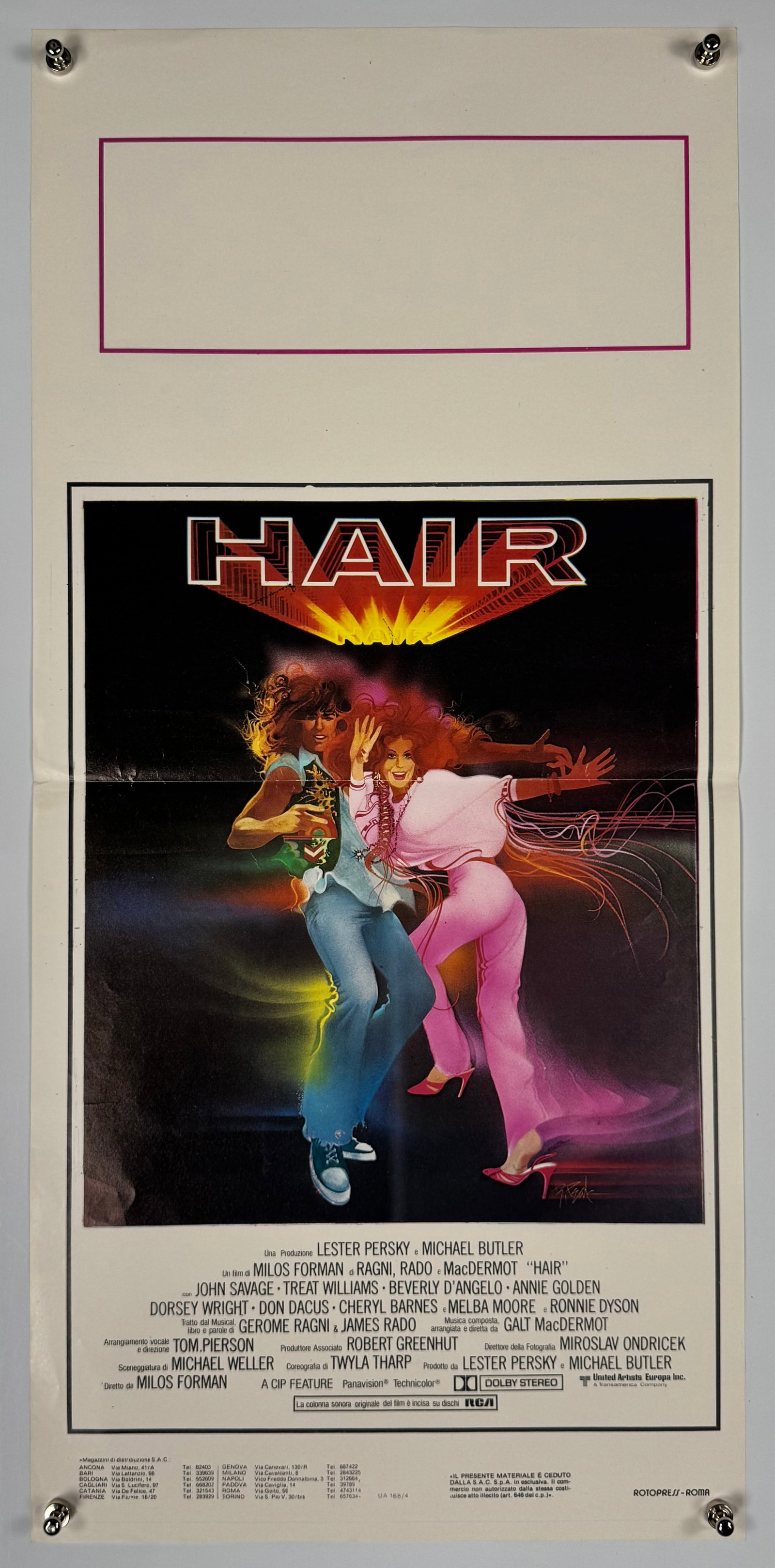Hair 1979 Original Italian Locandina Movie Poster Milos Forman Treat Williams Musical (1 of 6)