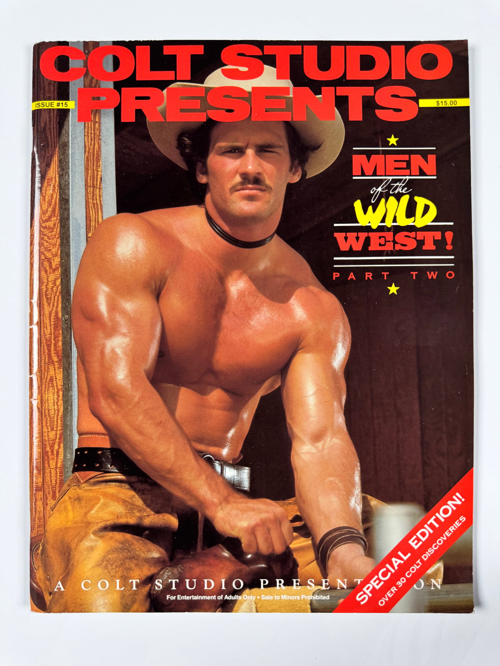 Colt Studio Presents No. 15 Men of the Wild West Gay Nude Male Interest Magazine: Original Colt Studio Presents Issue No. 15 titled *Men of the Wild West Part Two*. Features western-themed photography and editorial content. Published by Colt Studio. Vintage gay interest magazine.