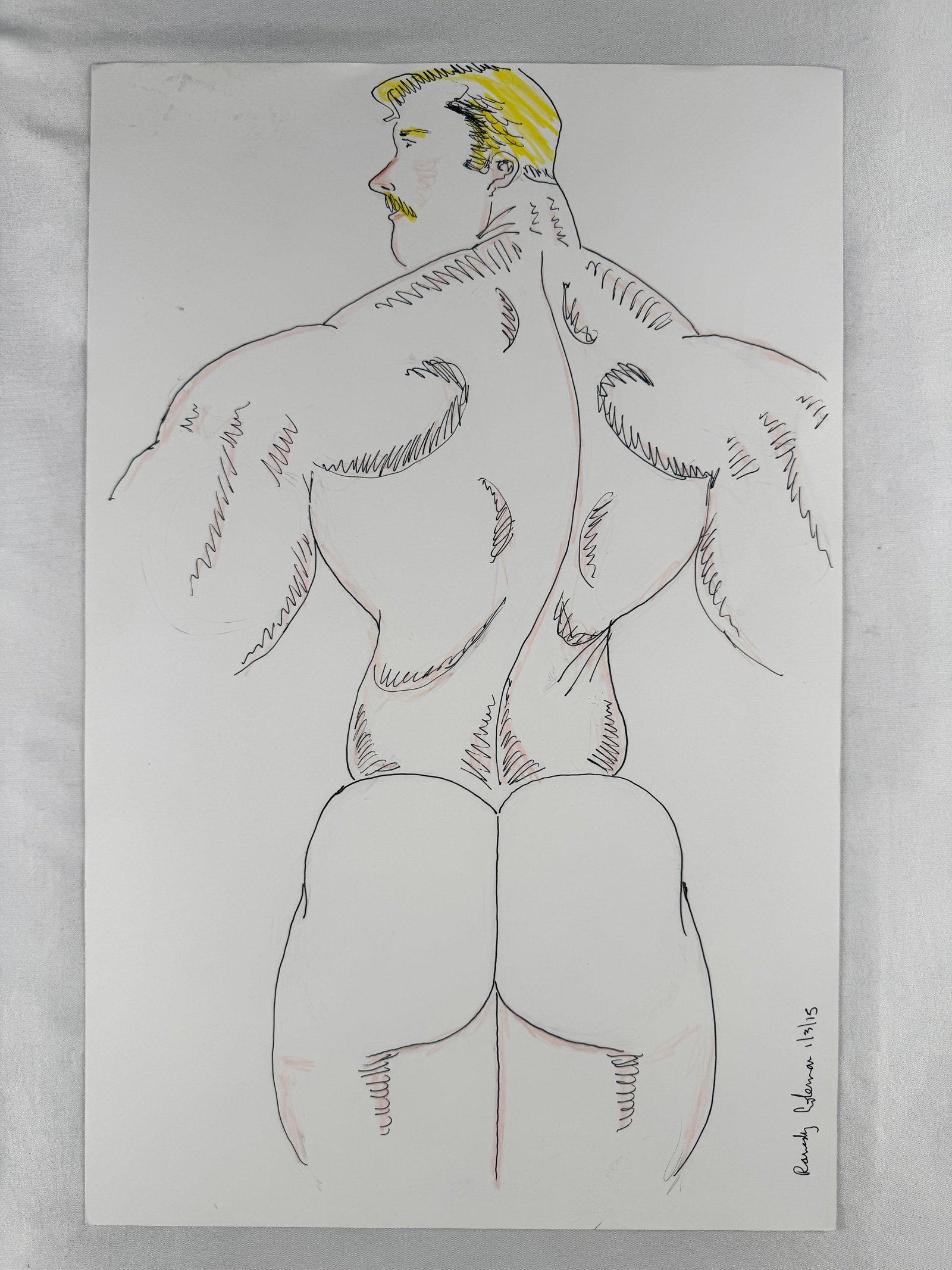 Randy Coleman Rear View 2015 Signed Pencil and Ink Drawing 11x17 Gay Interest (1 of 4)