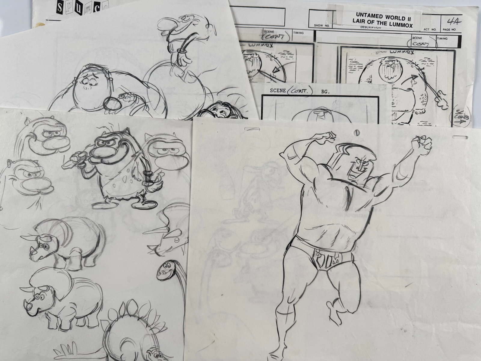 Ren & Stimpy Lair of the Lummox Original Production Drawings Jim Smith Spümcø Animation Art Lot (1 of 5)