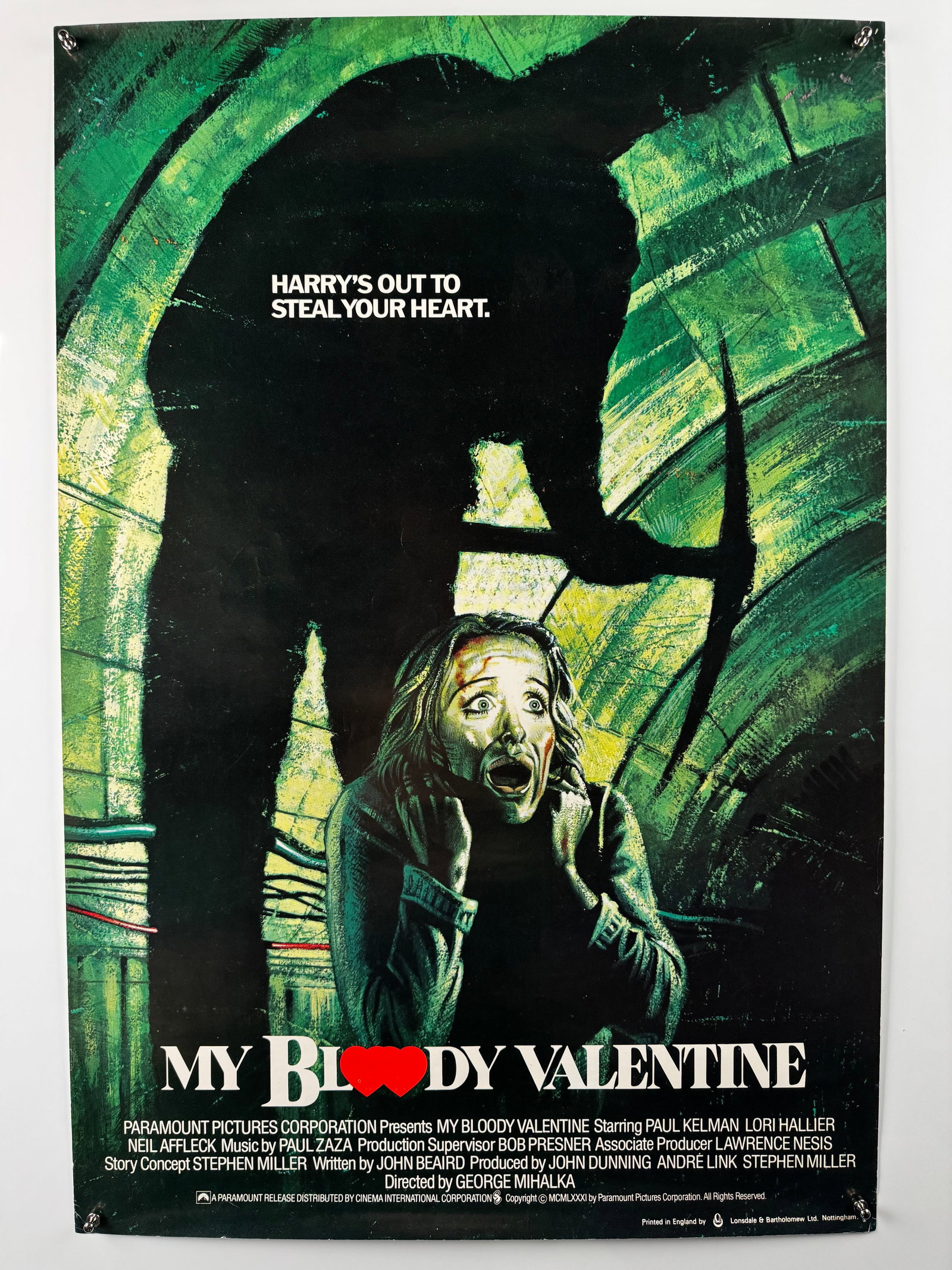My Bloody Valentine 1981 Original UK One Sheet Movie Poster Paramount Horror Film (1 of 4)