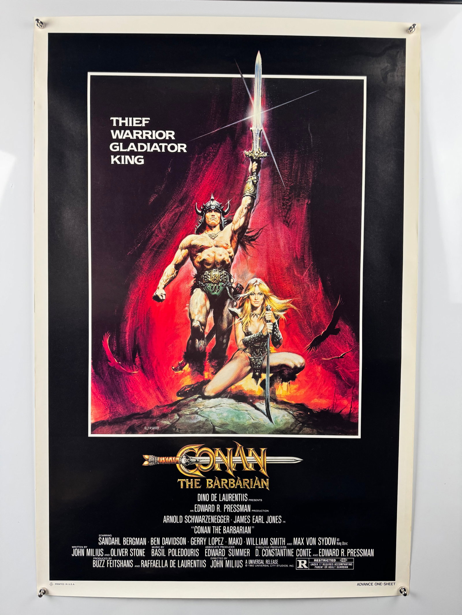 Conan The Barbarian 1982 Original Advance One Sheet Movie Poster Arnold Schwarzenegger (1 of 5)