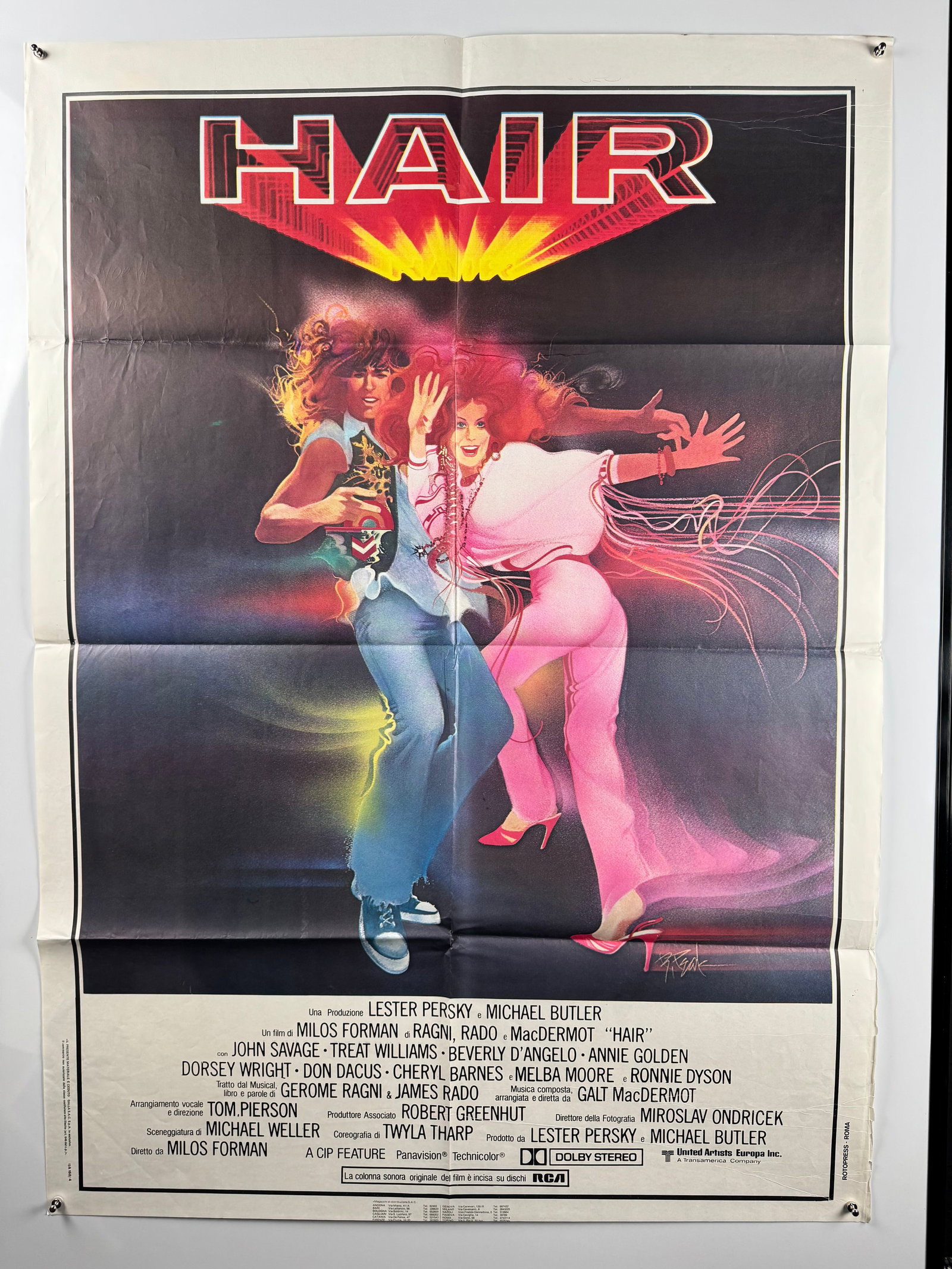 Hair 1979 Original Italian 2 Fogli Movie Poster 39"x55" Milos Forman Musical Film (1 of 7)