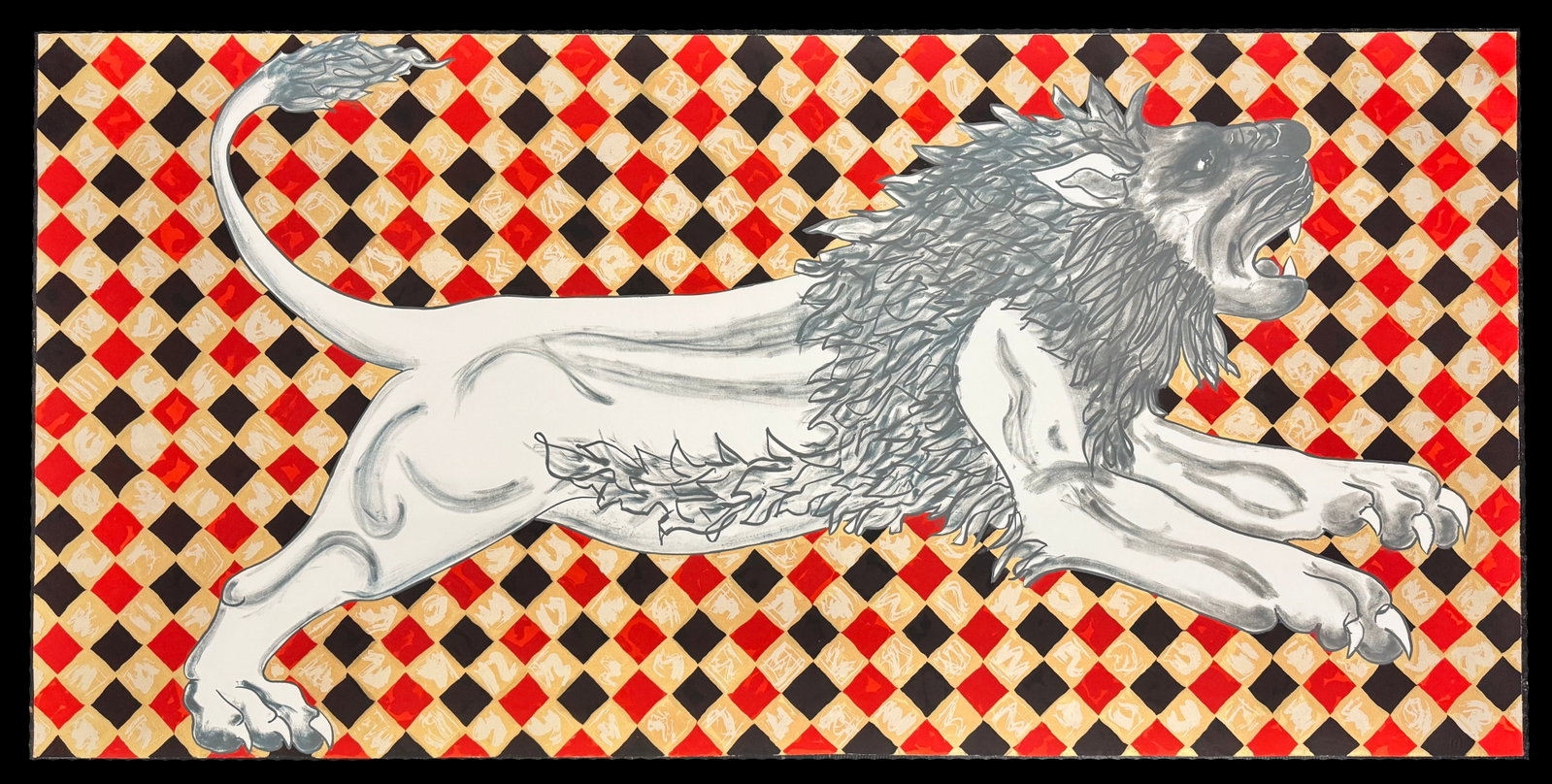 Ned Smyth The Beast 1981 Signed 7/25 Lion Woodcut Pattern & Decoration Limited Edition Print (1 of 7)