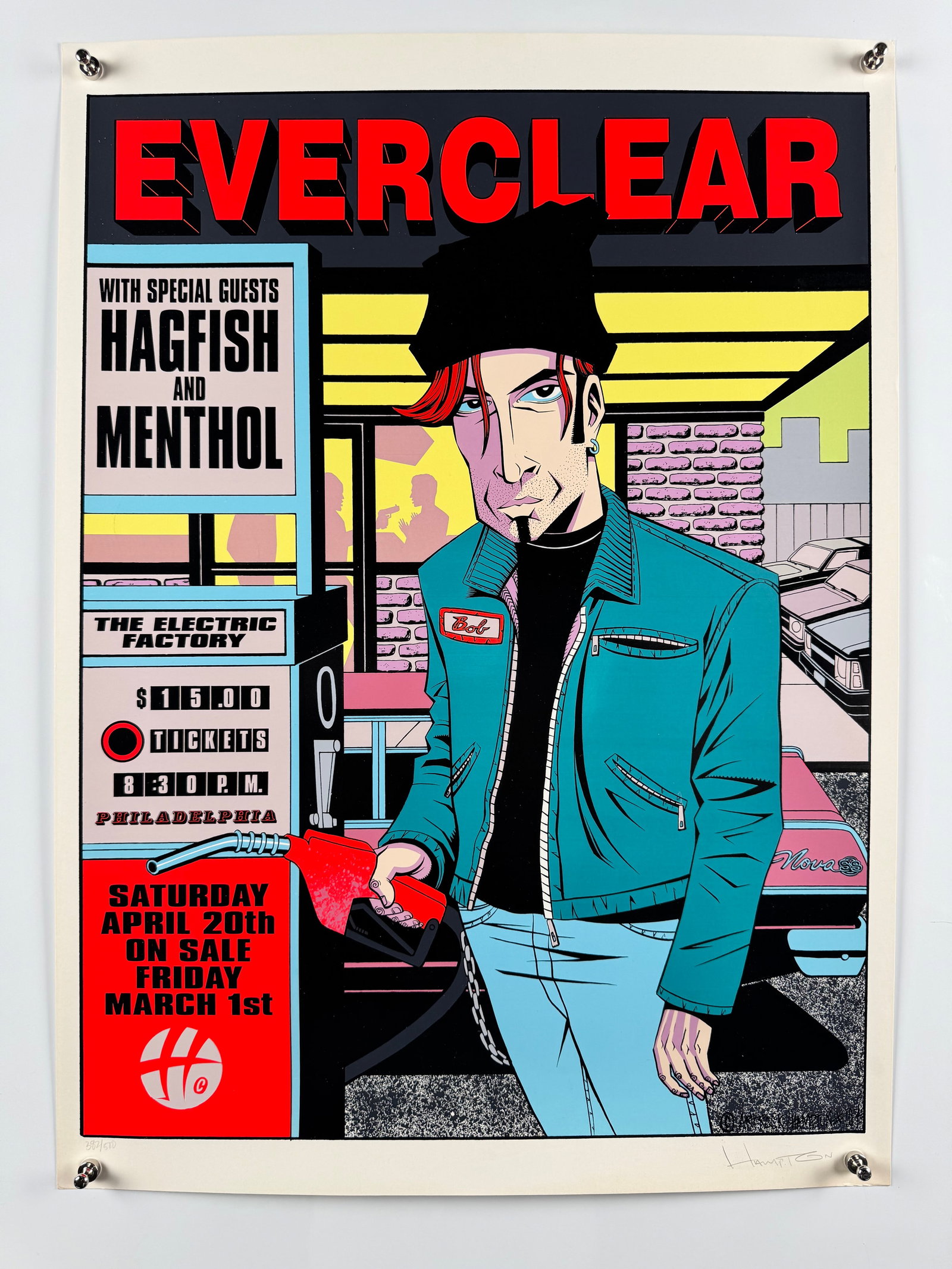 Everclear 1996 Original Concert Poster Electric Factory Philadelphia Signed Justin Hampton