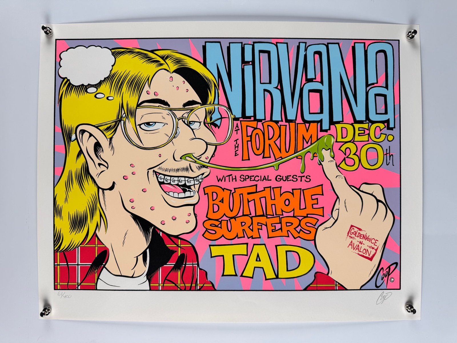 Nirvana Butthole Surfers TAD Original Concert Poster The Forum Los Angeles COOP 1993 Signed (1 of 6)