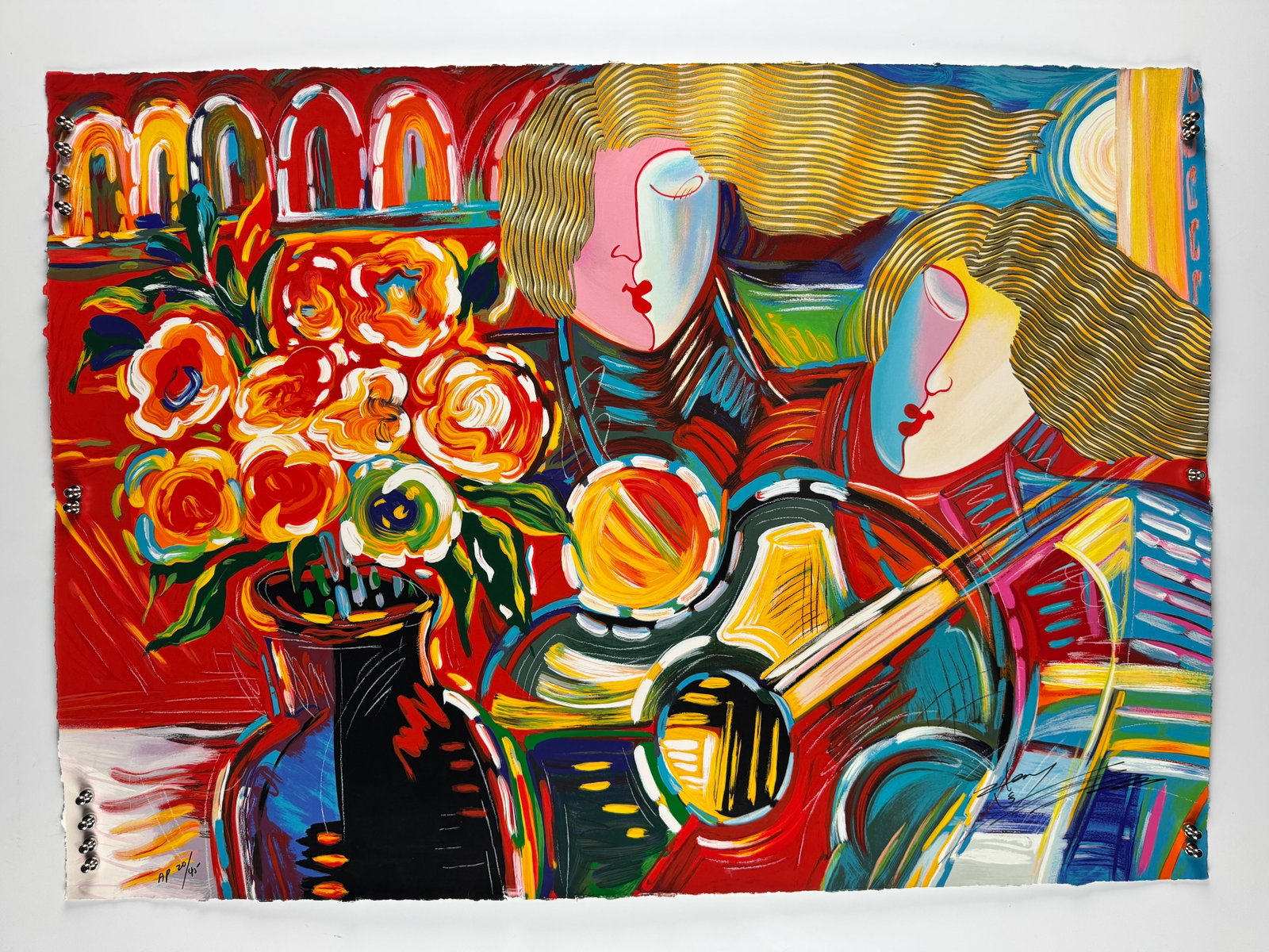 Lun Zen Original Mixed Media on Handmade Paper Signed Numbered Floral Composition
