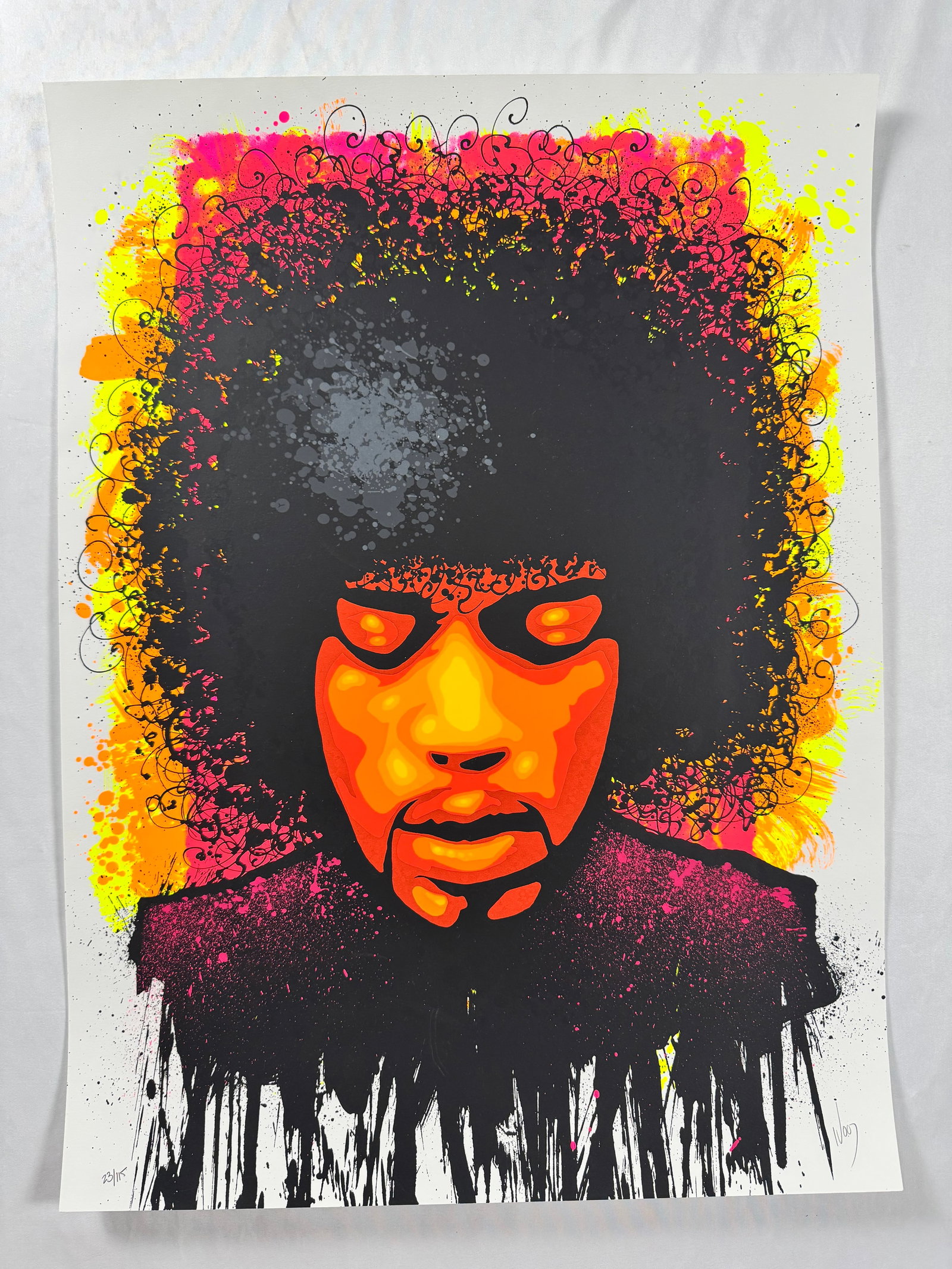 Jimi Hendrix Voodoo Fire Poster 2008 Signed by Jeff Wood Numbered 23/115 18x24 (1 of 5)