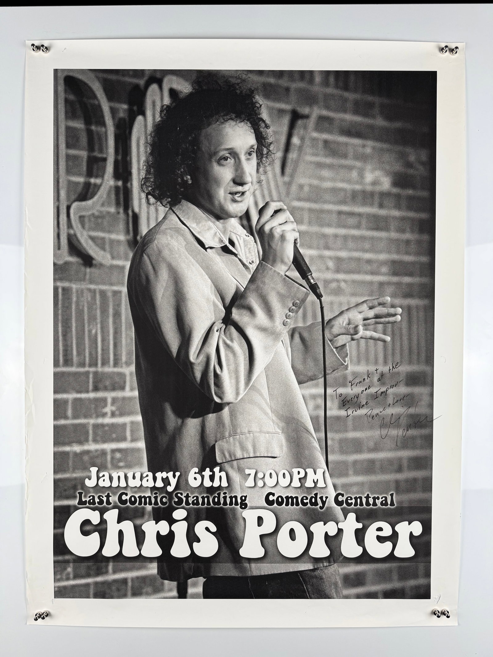 Chris Porter Last Comic Standing Signed 2007 Irvine Improv Stand-Up Comedy Tour Poster (1 of 5)