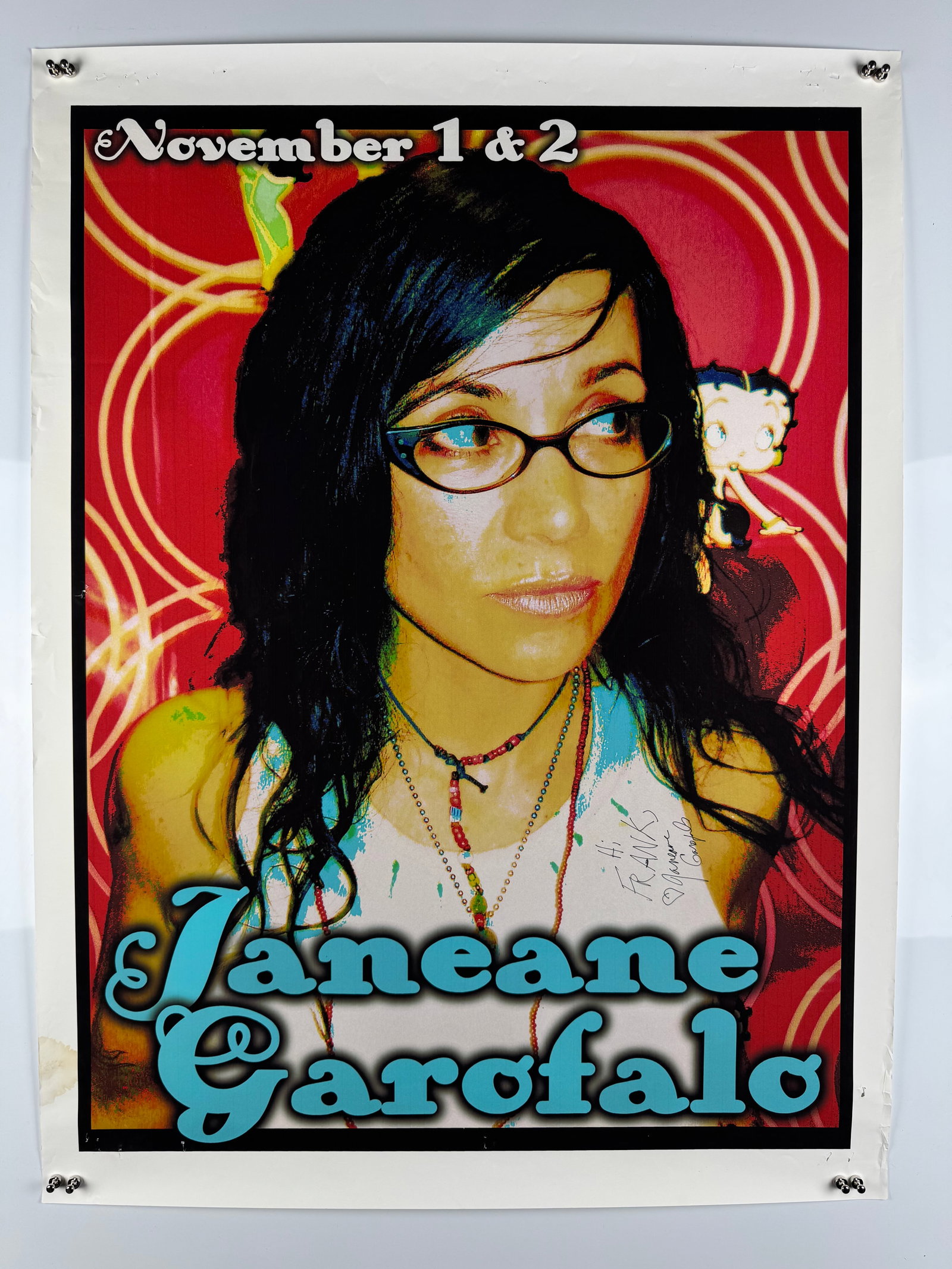 Janeane Garofalo Saturday Night Live SNL Signed 2002 Irvine Improv Stand-Up Comedy Poster: Janeane Garofalo is a comedian and actress whose television credits include The Ben Stiller Show, Saturday Night Live and The Larry Sanders Show. She appeared in films including Reality Bites, The Tru