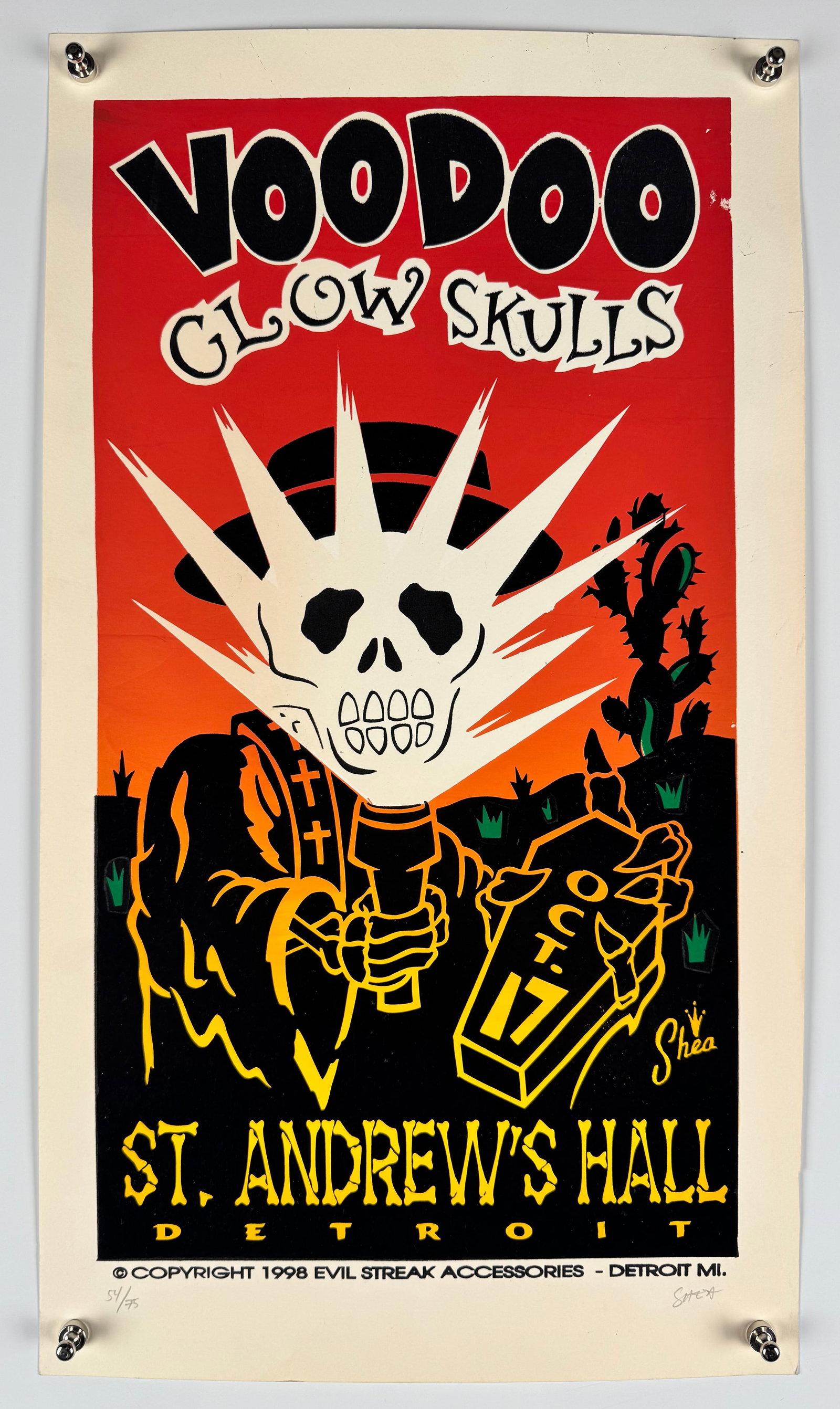 Voodoo Glow Skulls St. Andrew's Hall Detroit 1998 Concert Poster Signed Shea Limited Edition 54/75 (1 of 5)