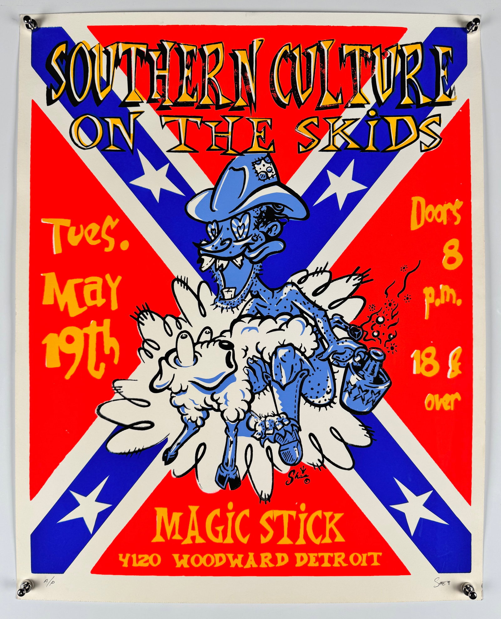 Southern Culture on the Skids Magic Stick Detroit 1998 Concert Poster Signed Shea Artist Proof A/P (1 of 5)