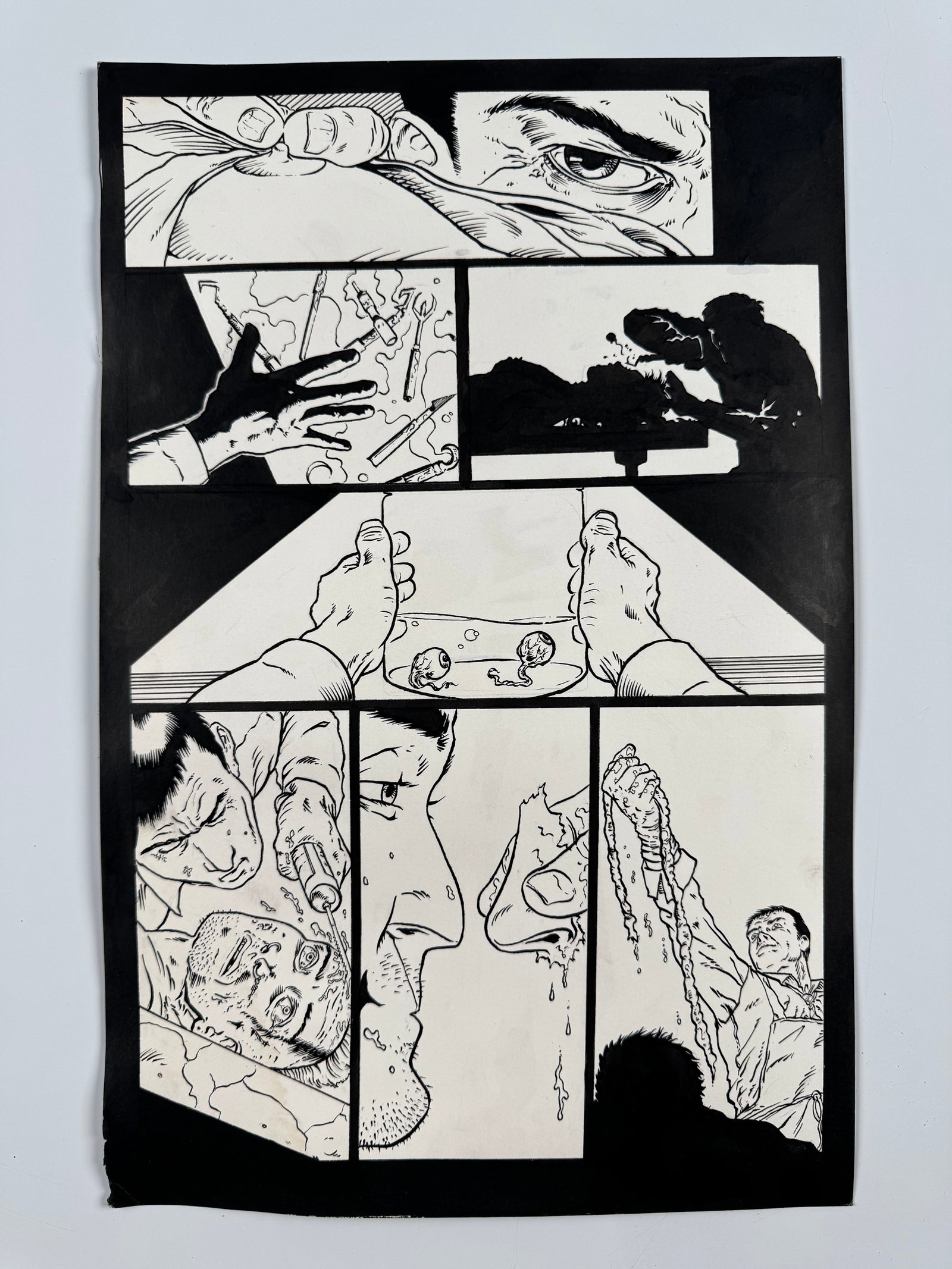 John Cassaday Spare Parts Original Comic Art Page 4 Frank Forte Inks 2001 Asylum Press Horror (1 of 6)