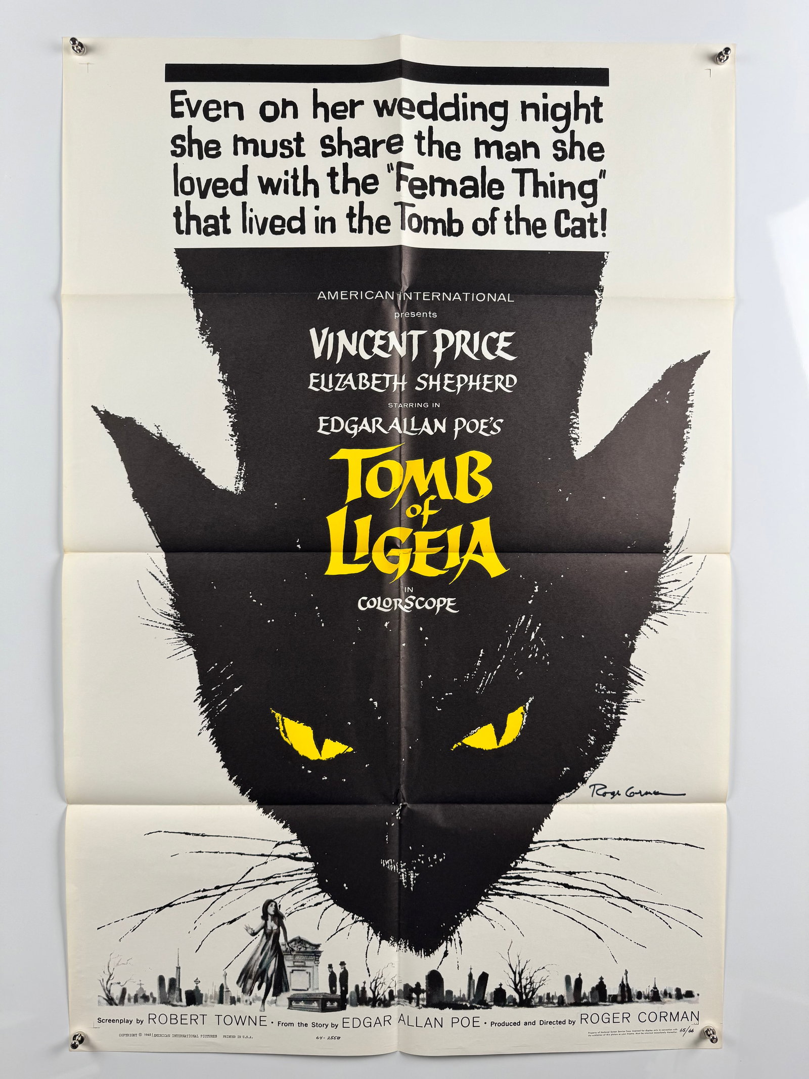 Tomb of Ligeia 1964 Original US 1 One Sheet Movie Poster Signed Roger Corman Vincent Price Horror (1 of 7)