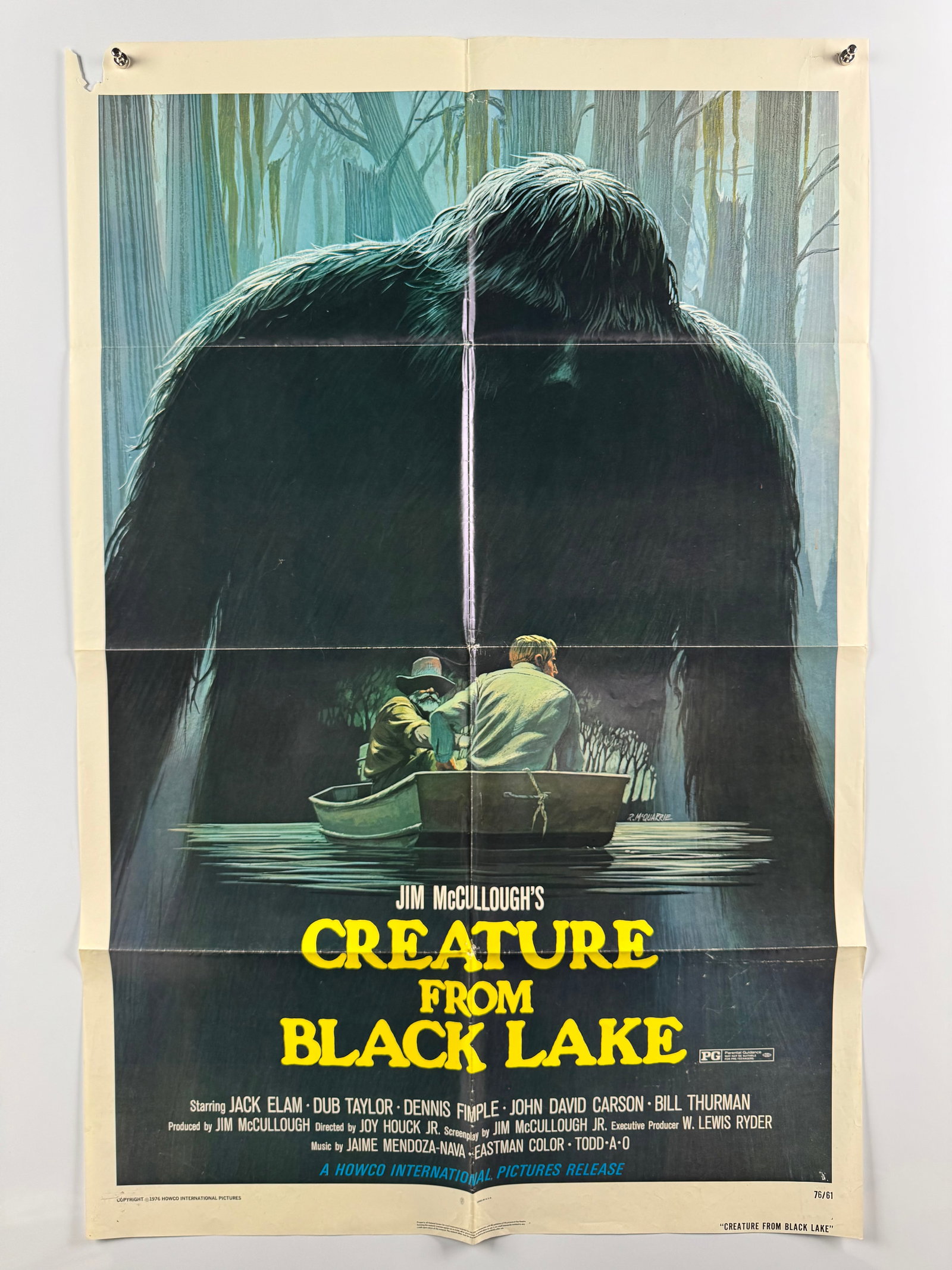 Creature from Black Lake 1976 Original US 1 One Sheet Movie Poster Bigfoot Cult Horror Film: The 1976 independent Bigfoot horror film was directed by Joy Houck Jr. and written by Jim McCullough Jr. Filmed on location in Louisiana, the drive-in theater favorite features cinematography by Dean 