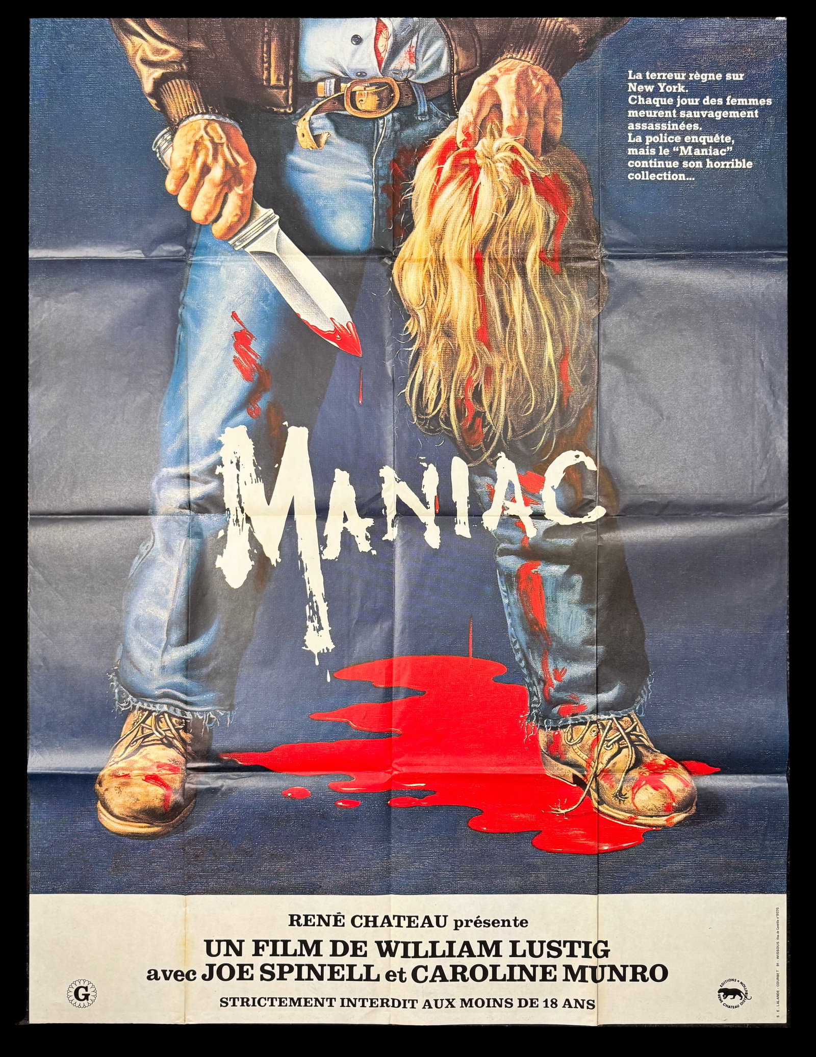 Maniac 1980 Original French Grande Movie Poster William Lustig Joe Spinell Caroline Munro (1 of 7)