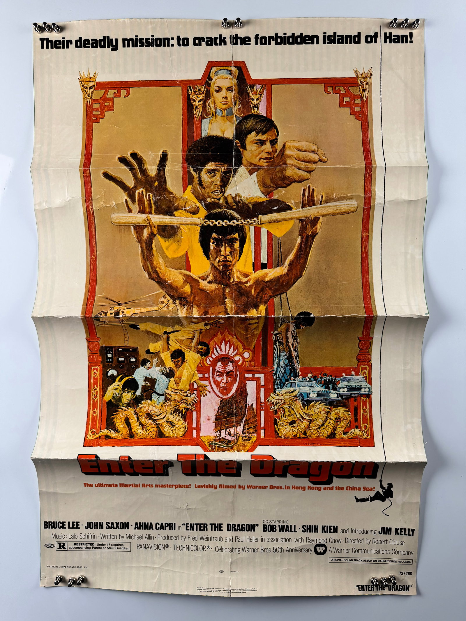Enter The Dragon 1973 Original Folded One Sheet Movie Poster Bruce Lee Martial Arts (1 of 10)