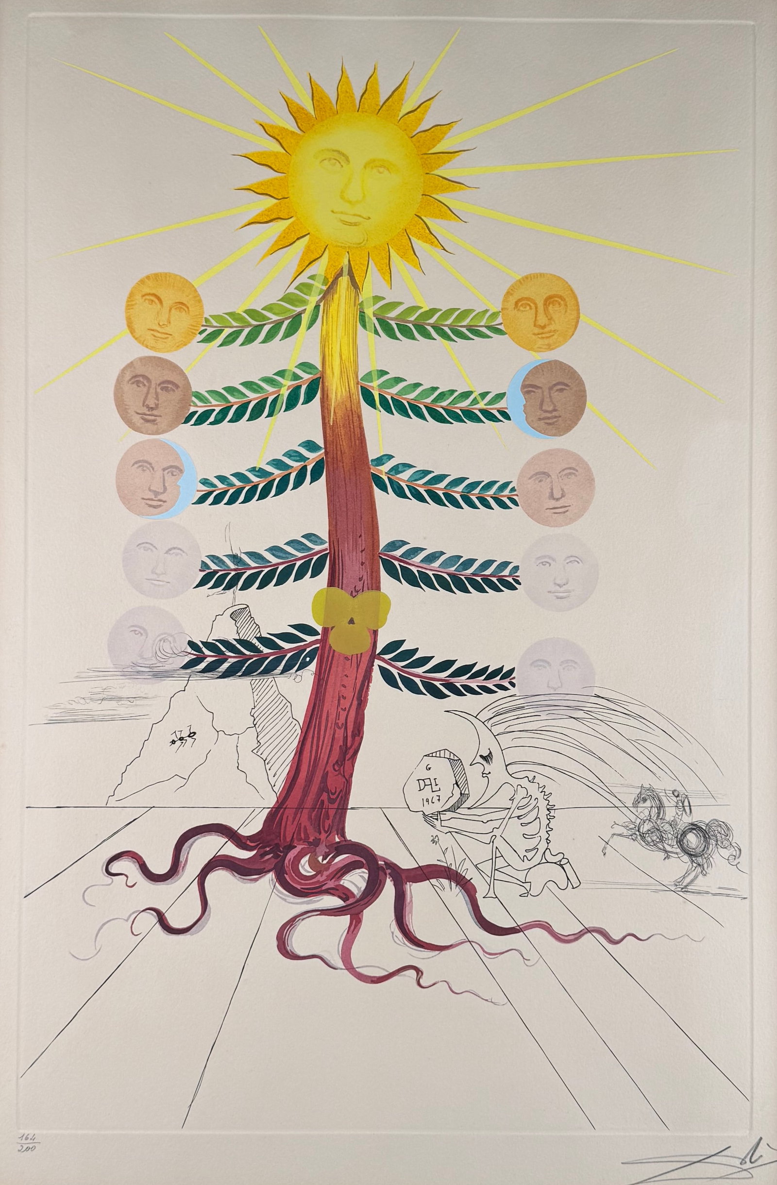 Salvador Dali Luna Geminata Flora Dalinae Etching Signed Numbered 164 of 200 Framed COA (1 of 9)