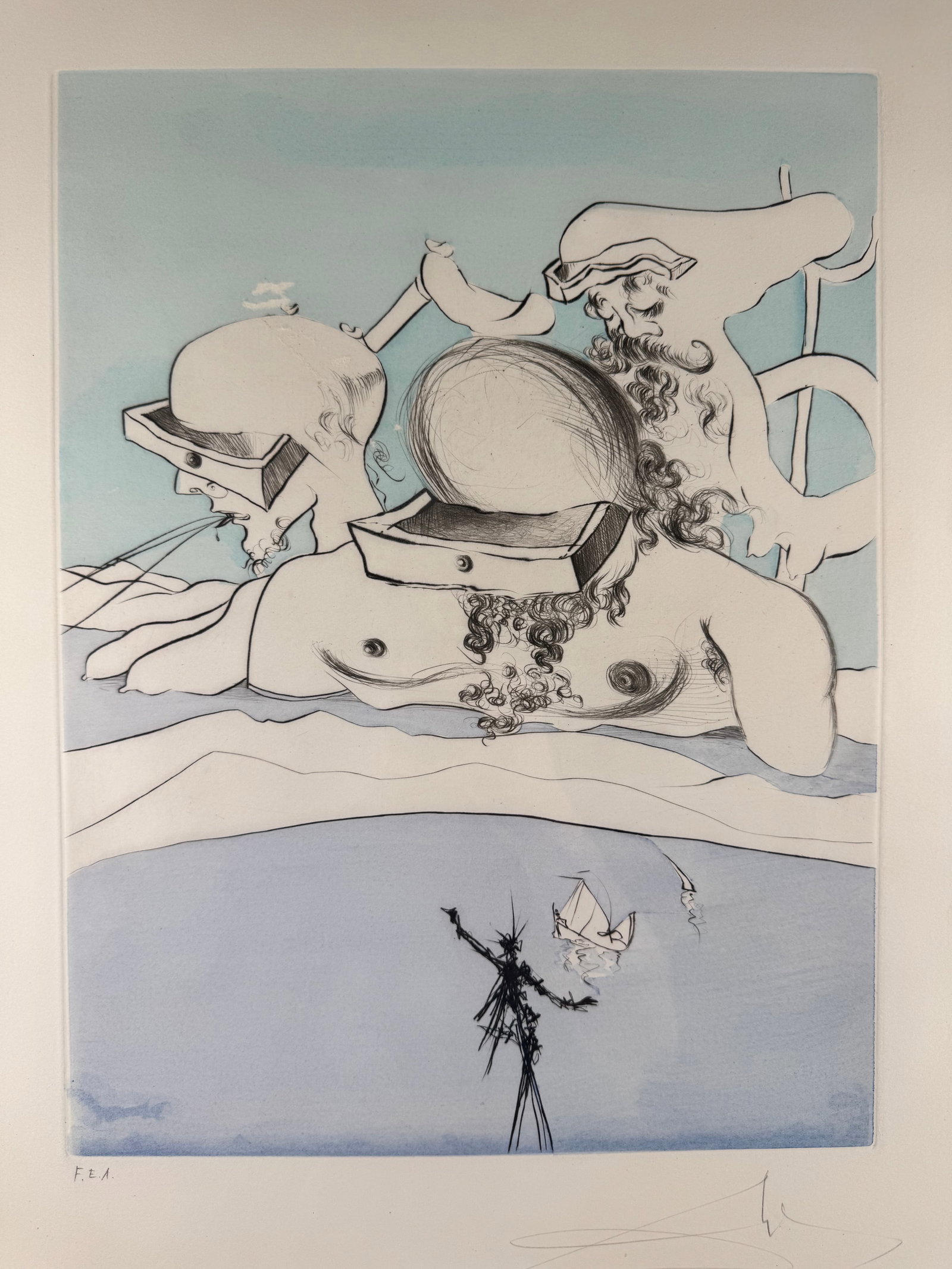 Flung Out Like a Cigarette Butt by Salvador Etching Signed Numbered 17"x21" (1 of 8)