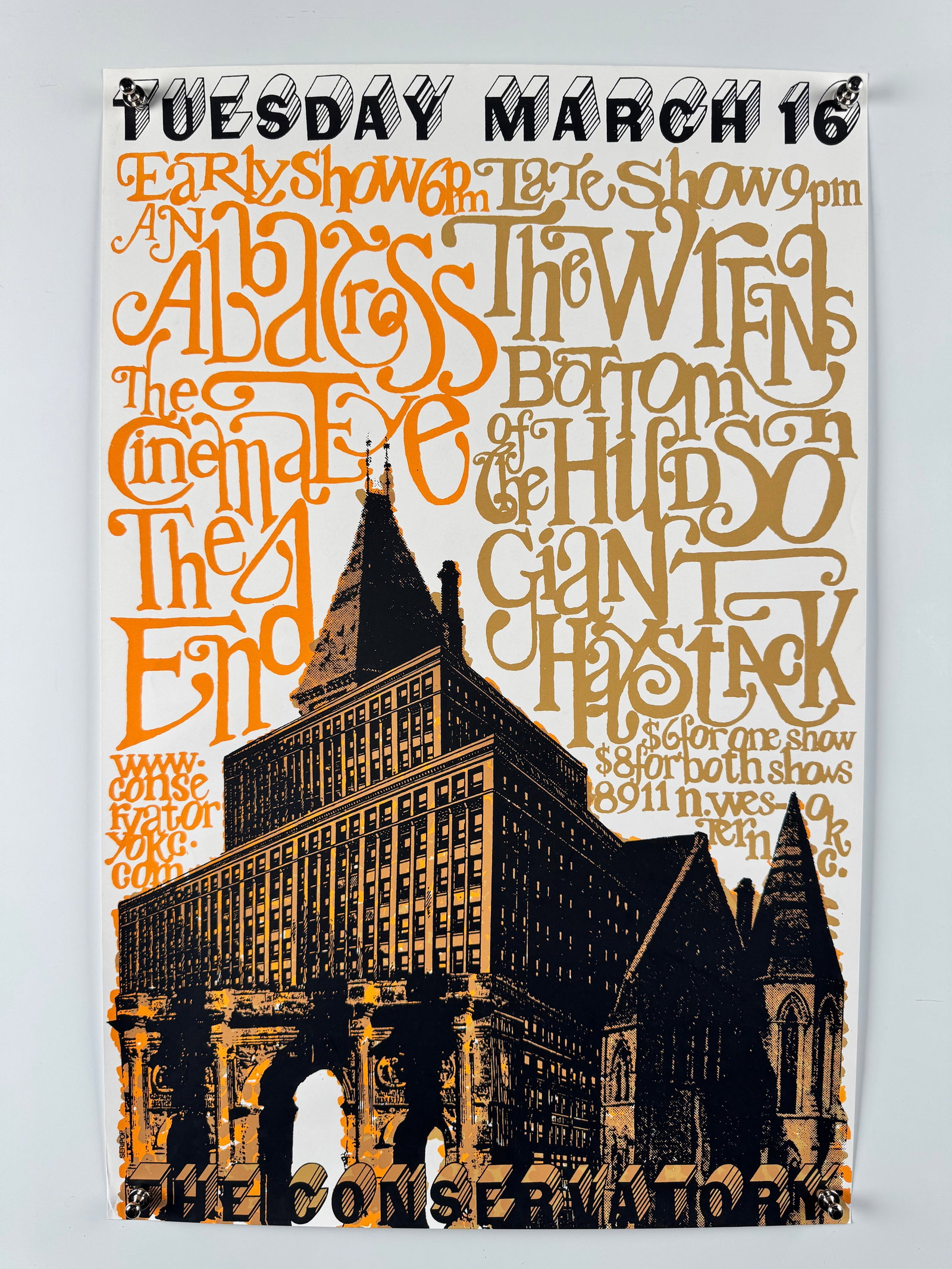 An Albatross The Wrens The Cinema Eye Original Concert Poster The Conservatory March 16: An Albatross is an American noise rock band formed in Philadelphia, Pennsylvania in 1999. The Wrens are an American indie rock band formed in Secaucus, New Jersey in 1989. The Conservatory was a music