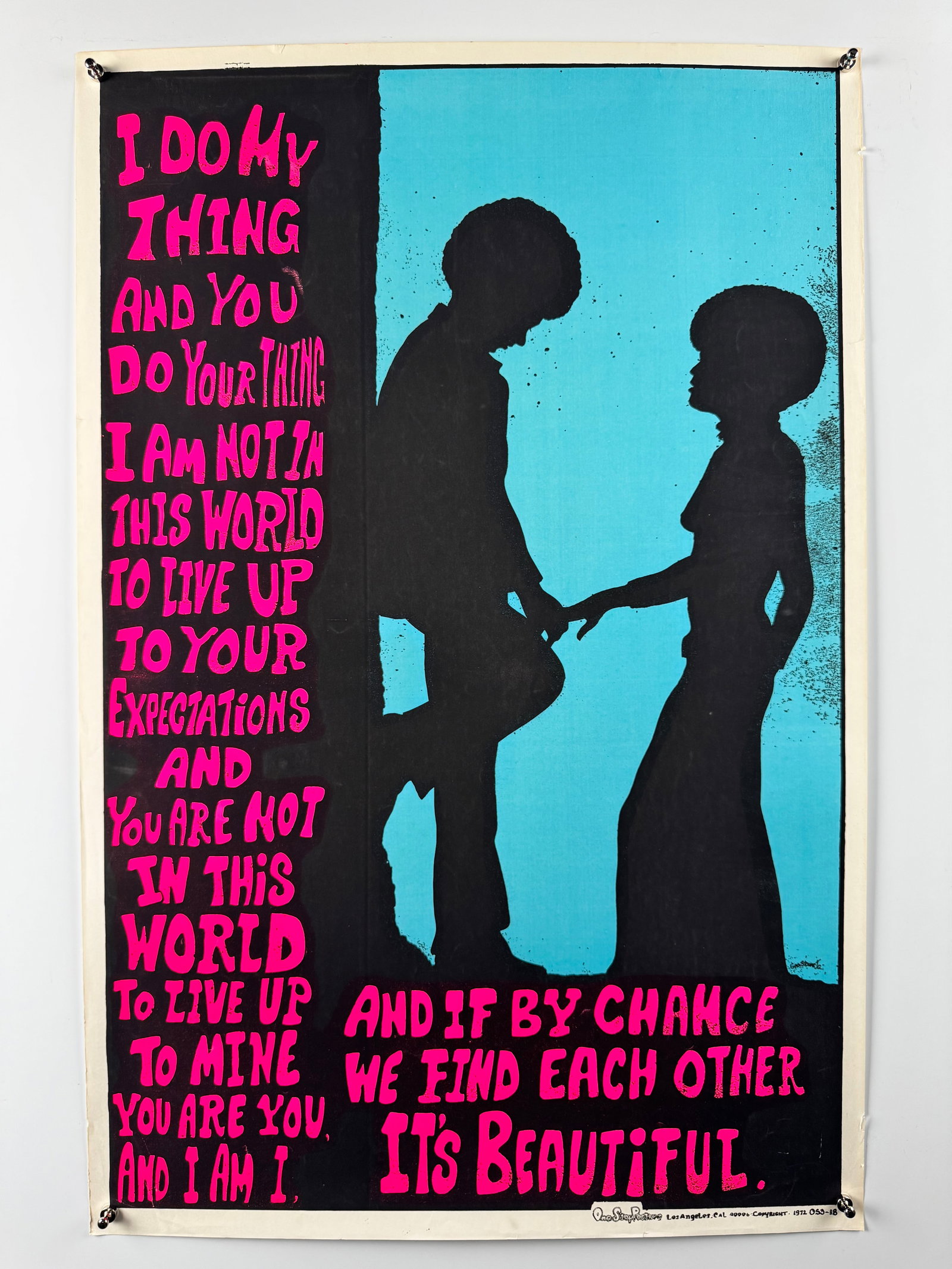 Fritz Perls Gestalt Prayer Black Light Style Poster One Stop Posters 1972: Friedrich Salomon Perls (1893–1970), better known as Fritz Perls, was a German-born psychiatrist and psychoanalyst who coined the term Gestalt therapy to identify the form of psychotherapy he develo