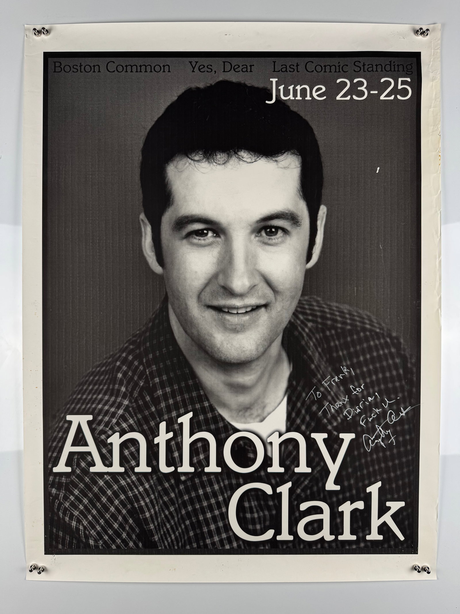 Anthony Clark Signed 2006 Irvine Improv Comedy Poster Yes Dear Boston Common Actor Comedian TV Star
