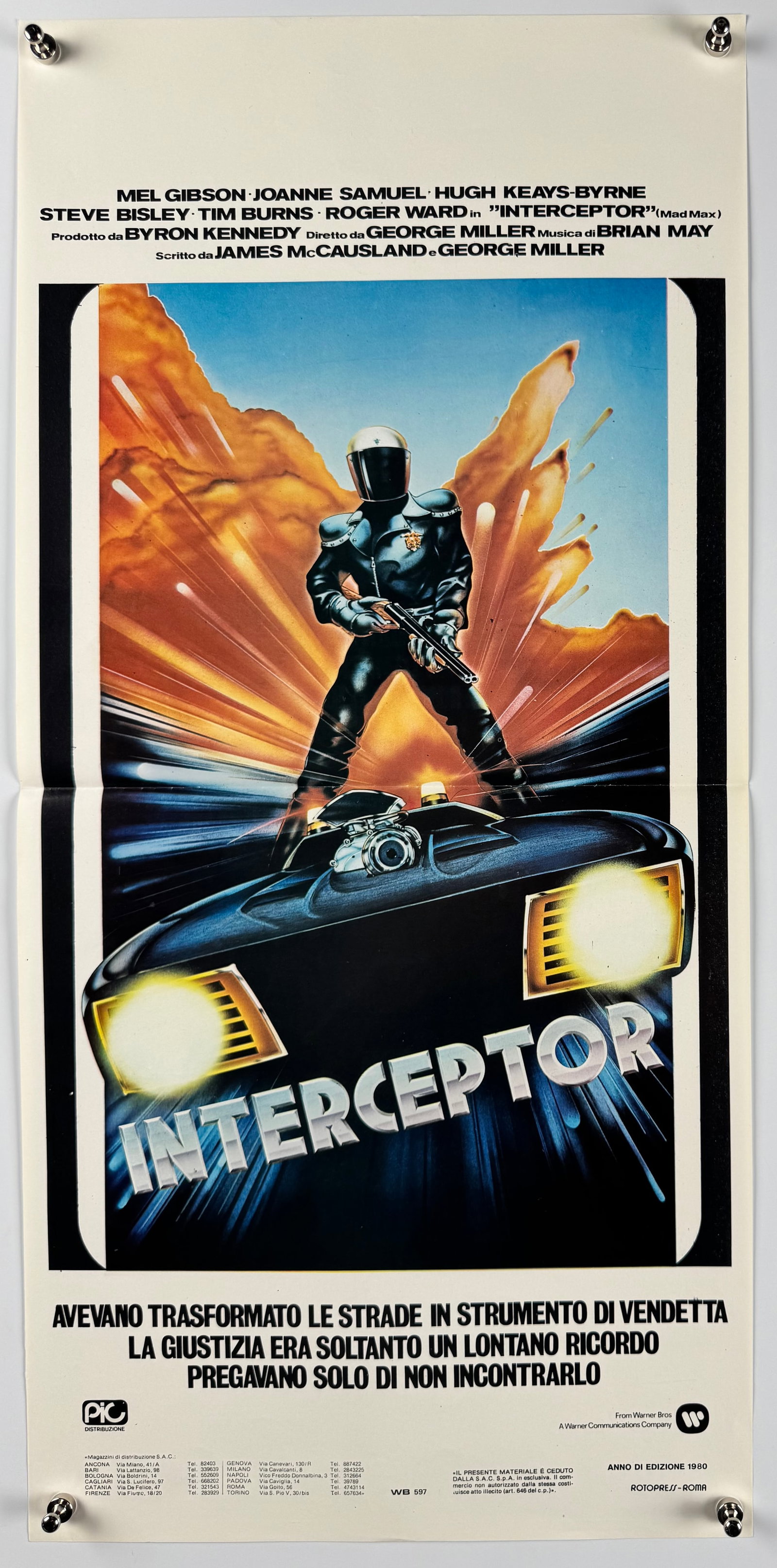 Mad Max 1979 Original Italian Locandina Movie Poster 13"x28" Mel Gibson George Miller Dystopian (1 of 5)