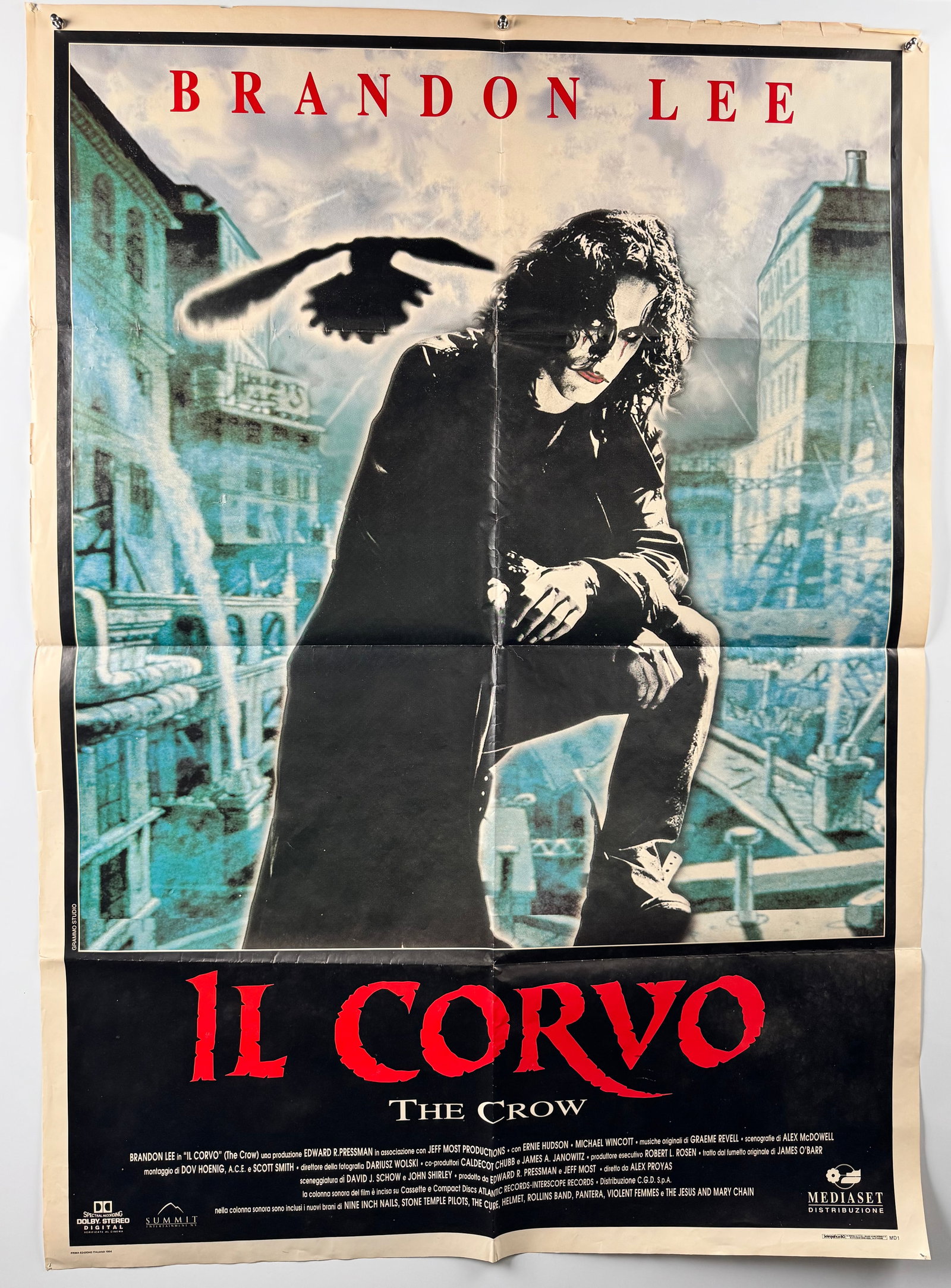The Crow 1994 Original Italian 2 Fogli Movie Poster Brandon Lee 39x55 (1 of 4)