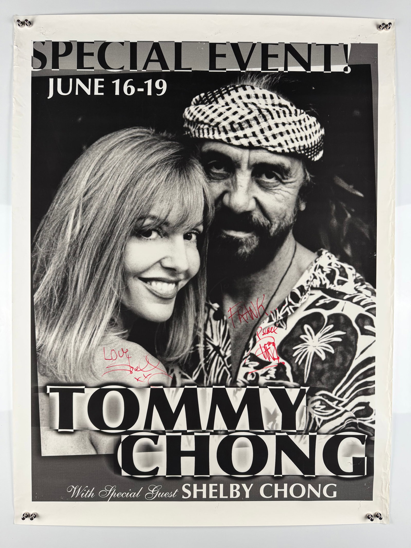 Tommy Chong Shelby Chong Cheech and Chong Signed 2005 Irvine Improv Comedy Poster: Tommy Chong is a comedian, actor and musician best known as one half of the comedy duo Cheech & Chong. The duo released a series of comedy albums and films, including Up in Smoke, Cheech and Chong’s