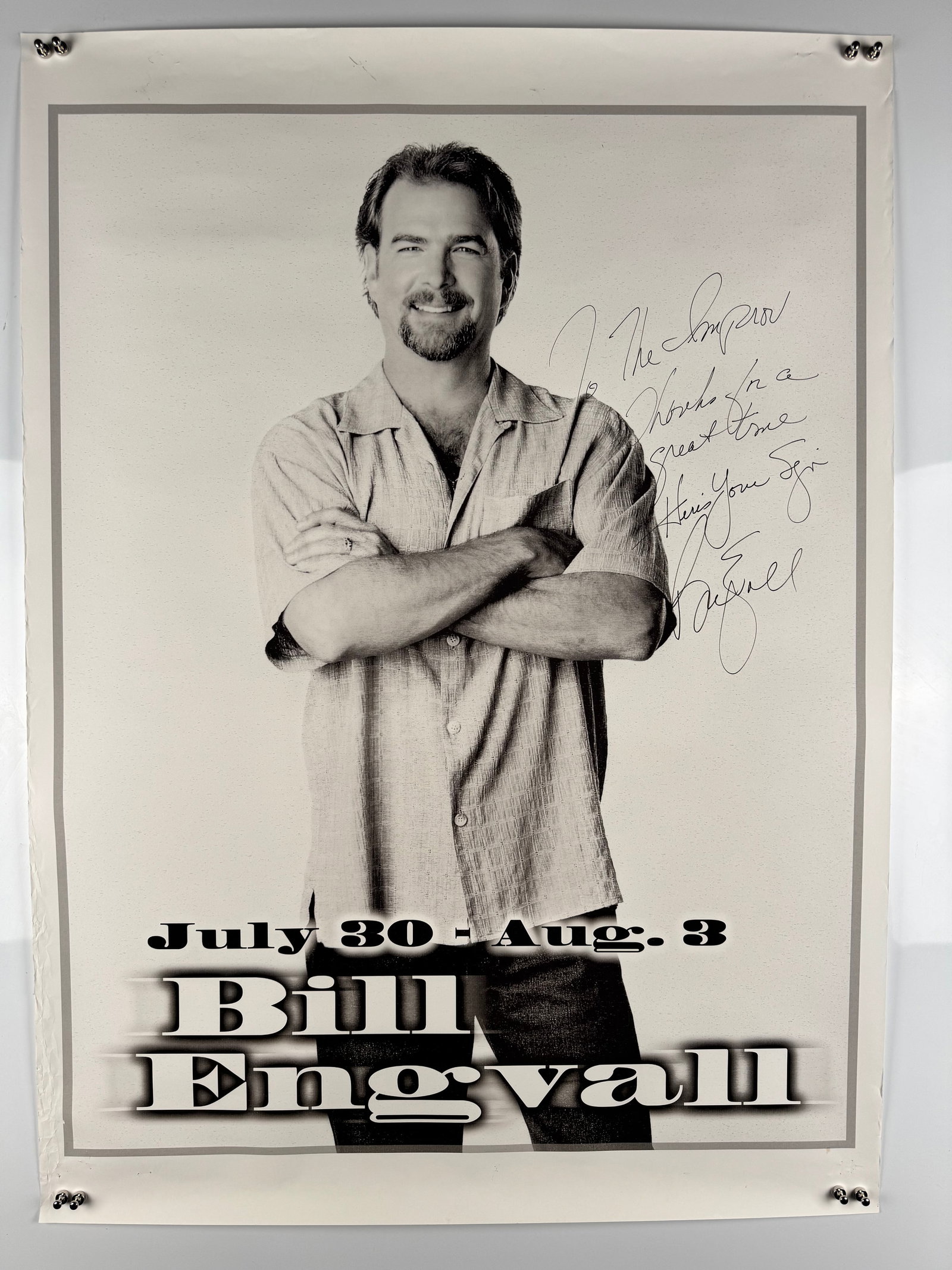 Bill Engvall Signed 2003 Irvine Improv Comedy Poster Blue Collar Comedy Tour Here's Your Sign