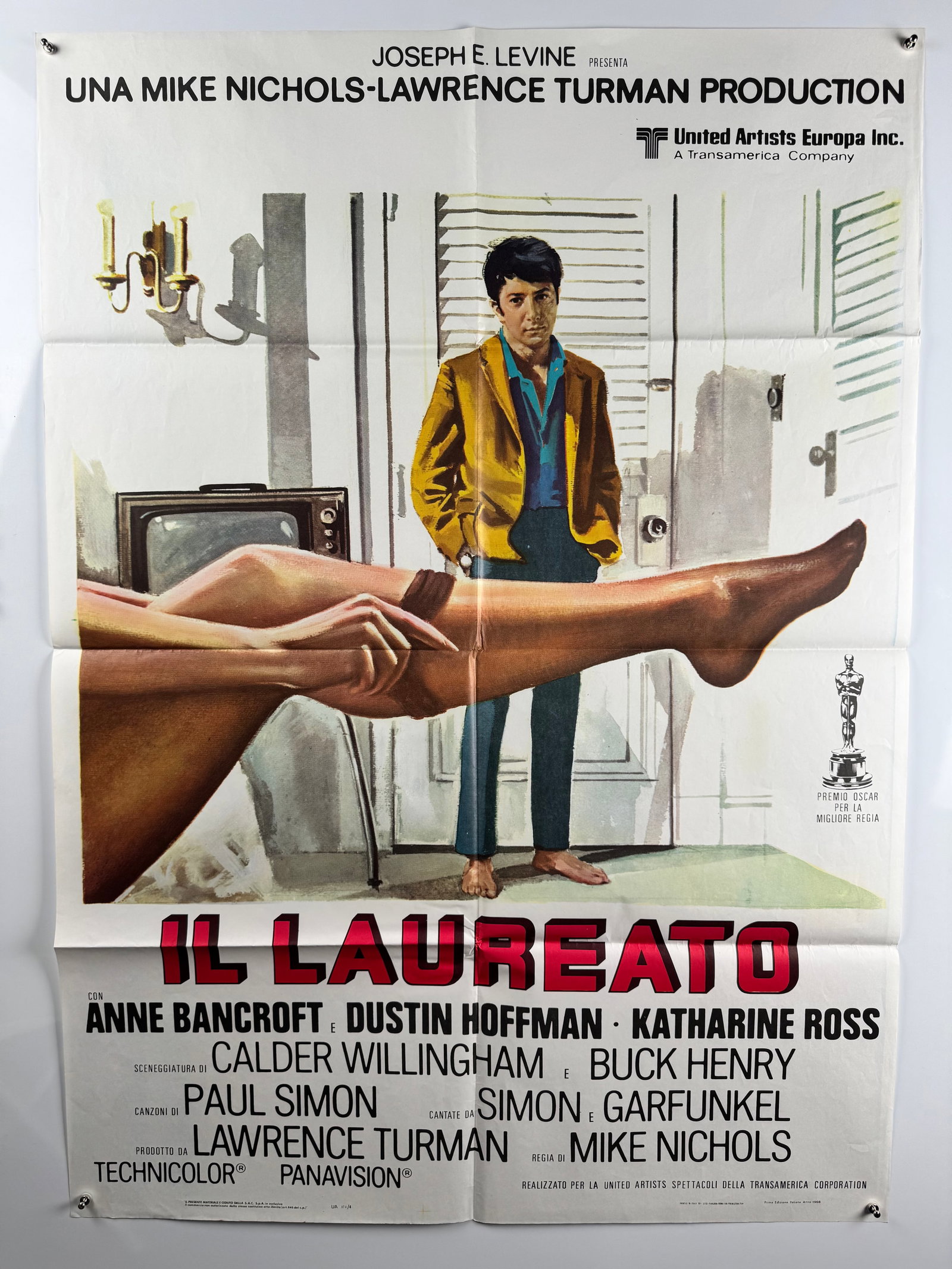 The Graduate 1967 Original Italian 2 Fogli Movie Poster 39"x55" Dustin Hoffman Mike Nichols (1 of 7)