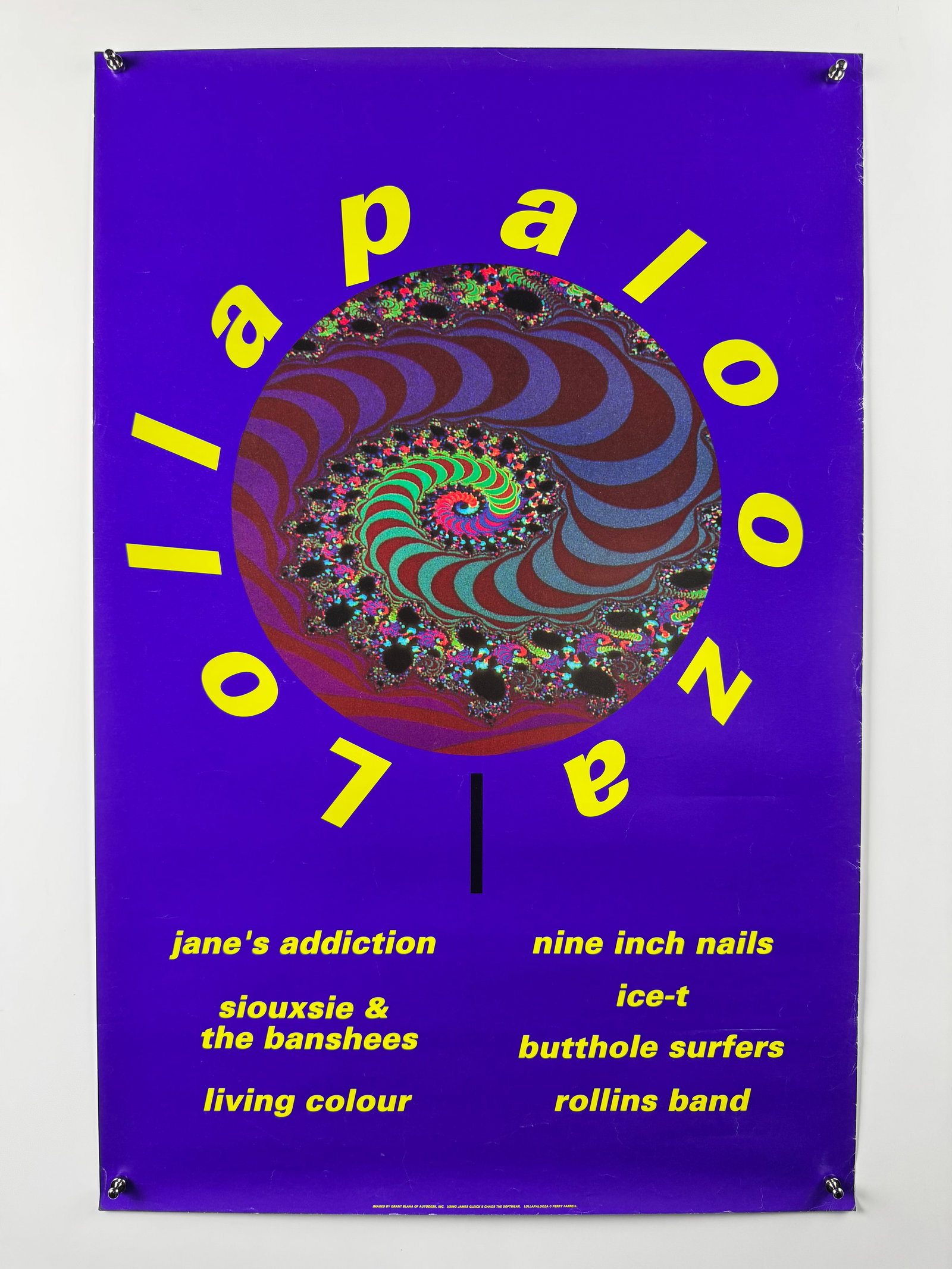 Lollapalooza 1991 Concert Poster Jane's Addiction Nine Inch Nails Siouxsie