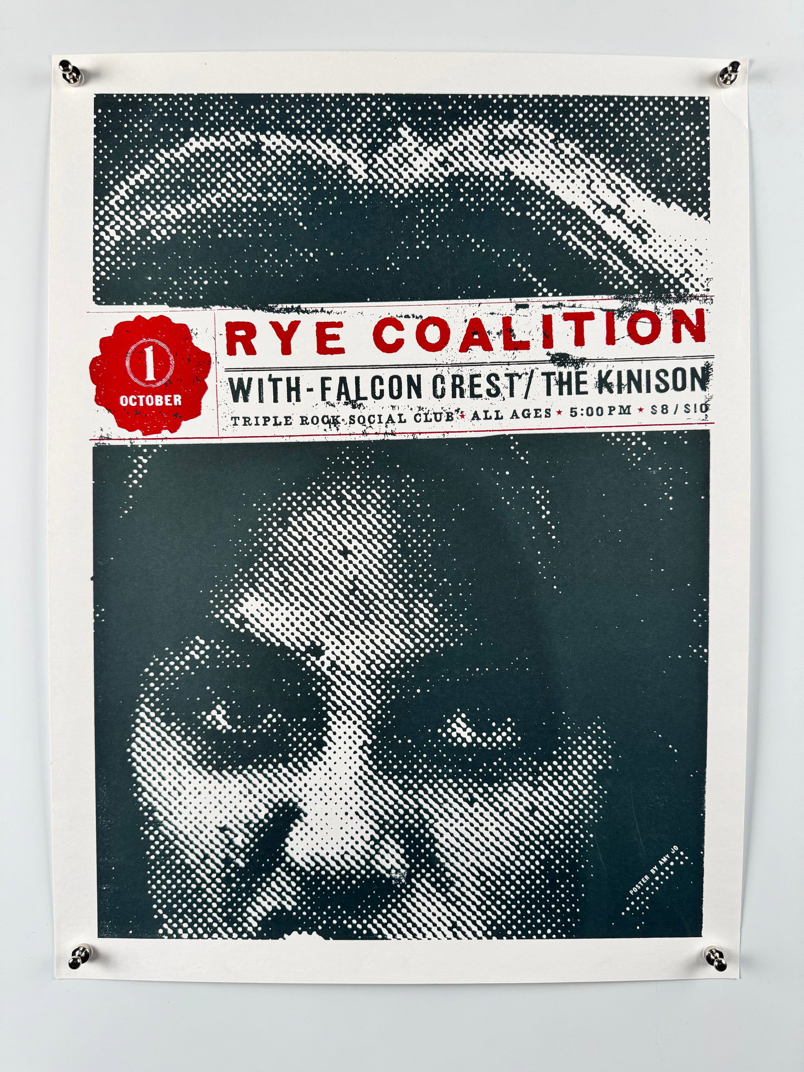 Rye Coalition Falcon Crest The Kinison Original Concert Poster Triple Rock Social Club Amy Jo: Rye Coalition is an American post-hardcore band formed in Jersey City, New Jersey in 1994. The Triple Rock Social Club was a prominent music venue, bar, and restaurant located in Minneapolis, Minnesot