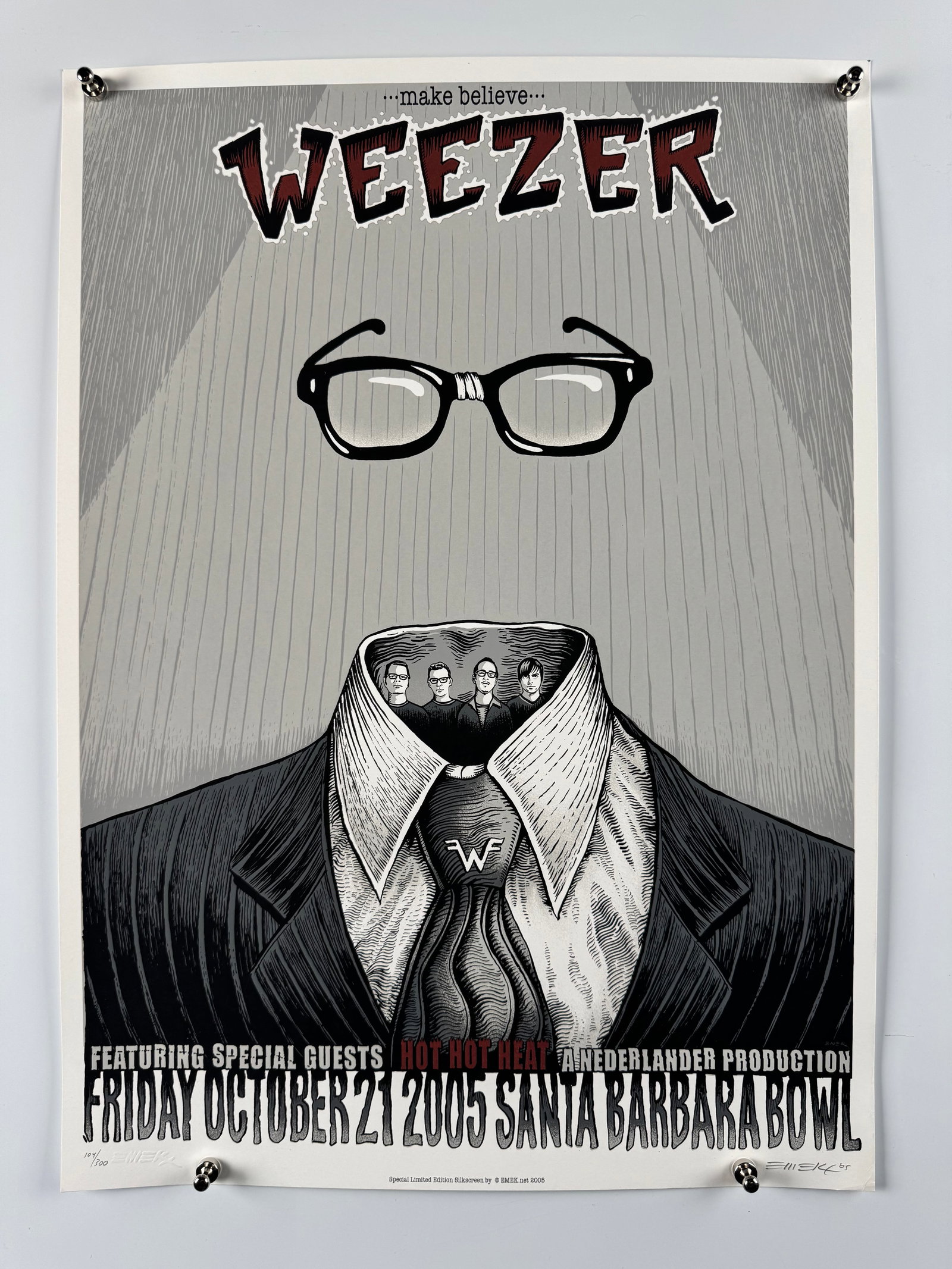 Weezer Hot Hot Heat 2005 Original Concert Poster Santa Barbara Bowl Signed Numbered Emek (1 of 6)