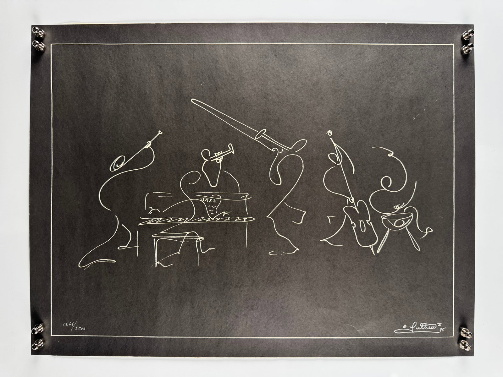 George B. Luttrell Signed Numbered Abstract Jazz Scene Print (1 of 4)