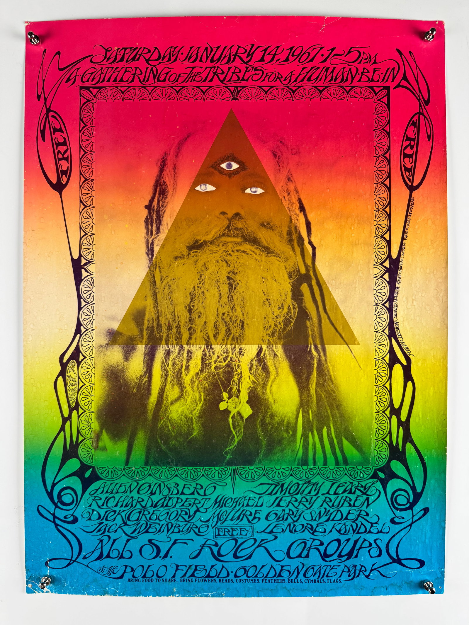 The Gathering of the Tribes for a Human Be-In January 14 1967 Golden Gate Park Psychedelic Poster (1 of 4)