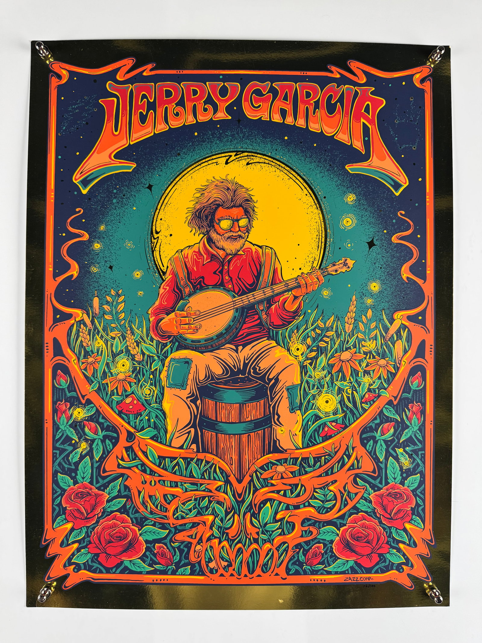 Jerry Garcia Signed Numbered Psychedelic Art Print by Zazzcorp 96/100 (1 of 4)