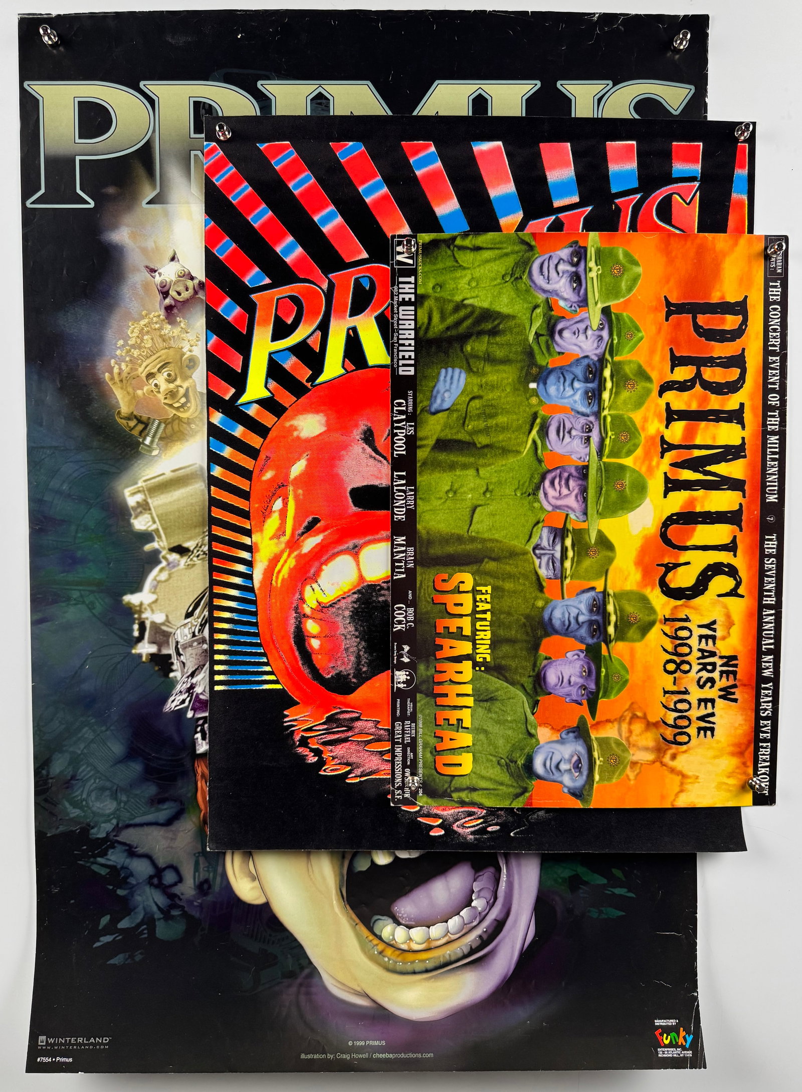 Primus Poster Lot of 3 Antipop 1999 Craig Howell Warfield NYE 1998 Spearhead Rock Memorabilia (1 of 4)