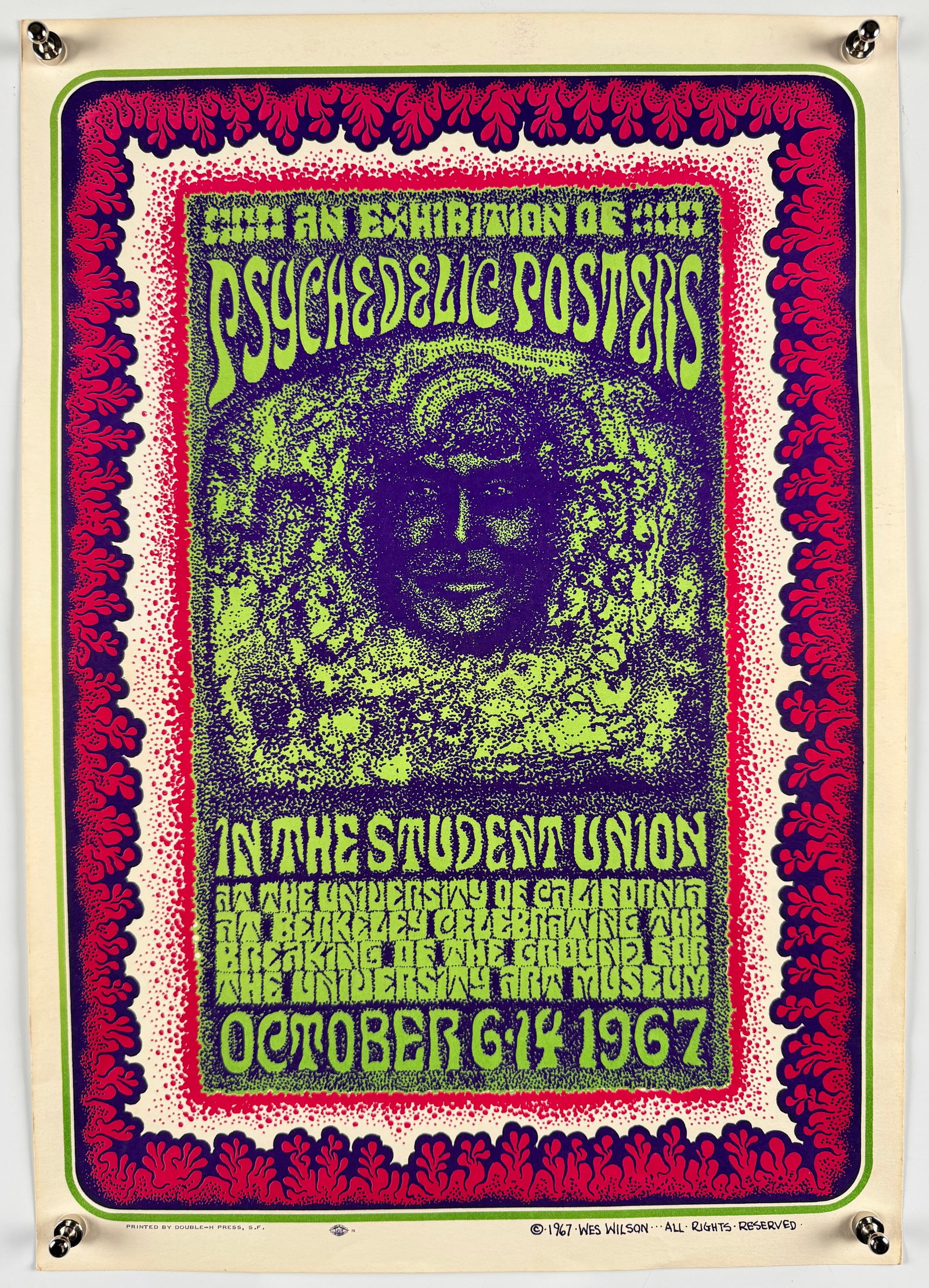 Wes Wilson Psychedelic Poster Exhibition 1967 UC Berkeley Original First Printing Double-H Press SF (1 of 6)