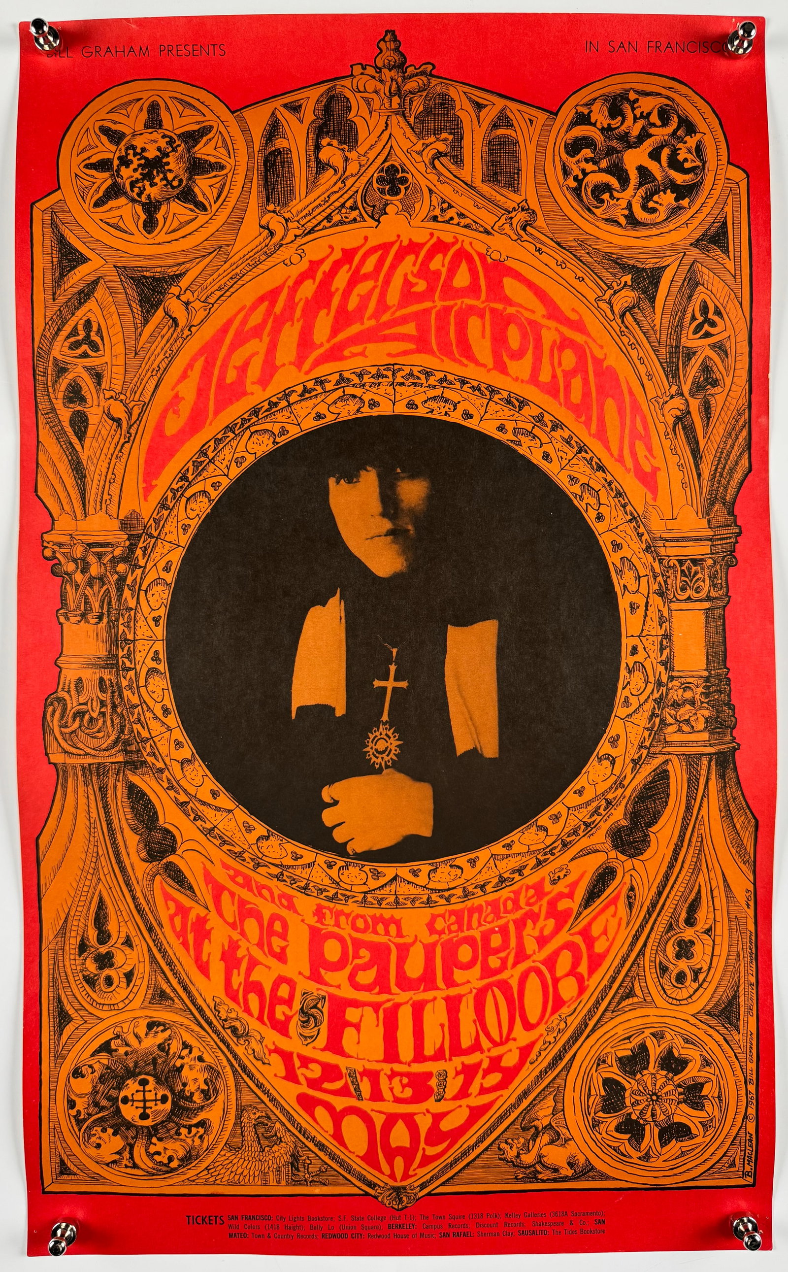 Jefferson Airplane Paupers 1967 Fillmore BG63 Bonnie MacLean Original Bill Graham Concert Poster SF (1 of 10)
