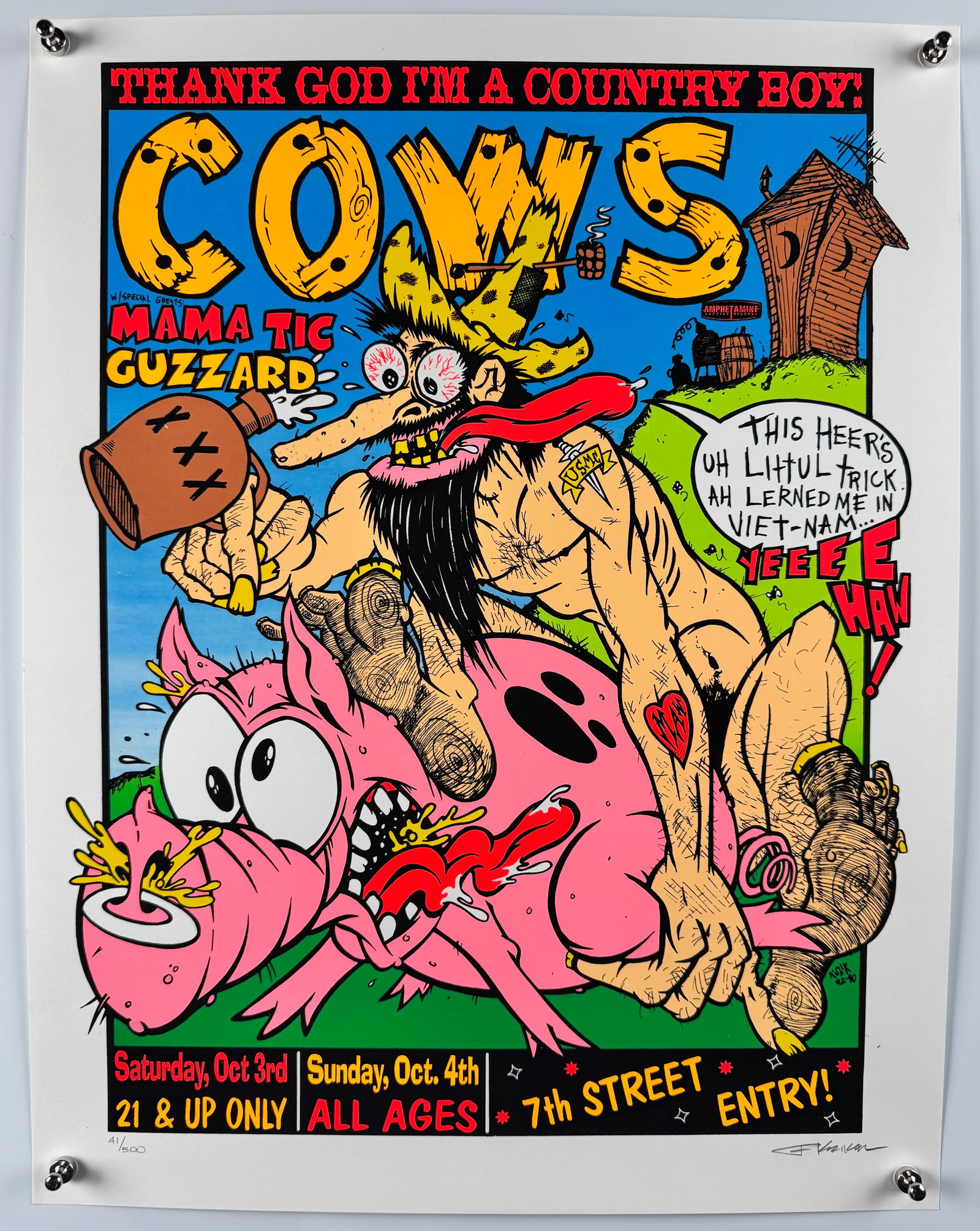 Cows Mama Tic Guzzard 1992 7th Street Entry Poster Frank Kozik Signed Numbered Silkscreen (1 of 6)