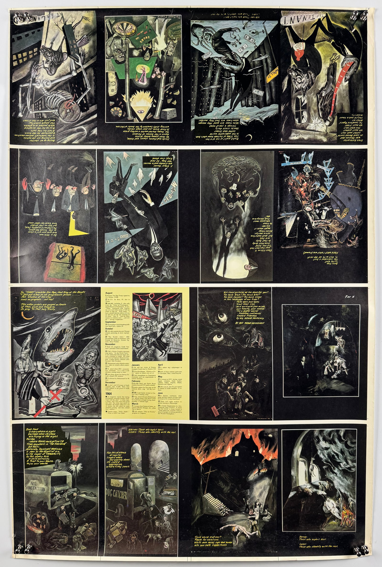 Sue Coe X Malcolm X 1986 RAW One-Shot Uncut Color Printer Proof Sheet Art Spiegelman Comix (1 of 11)