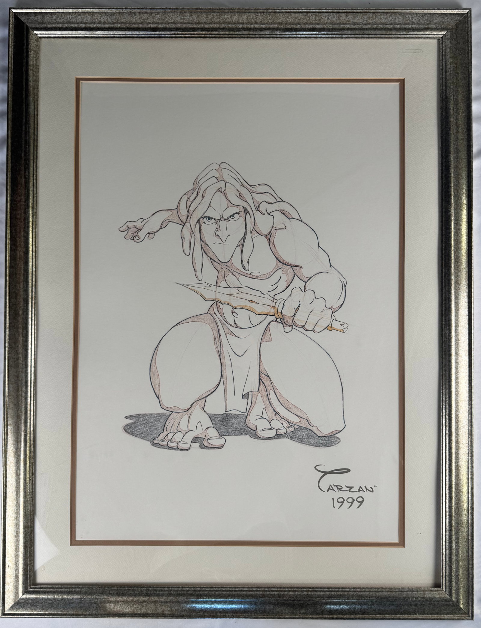 Tarzan Animated Film Concept Art Drawing (1999): Original concept art drawing from the animated film Tarzan released in 1999. The film stars Tony Goldwyn, Minnie Driver, and Glenn Close.