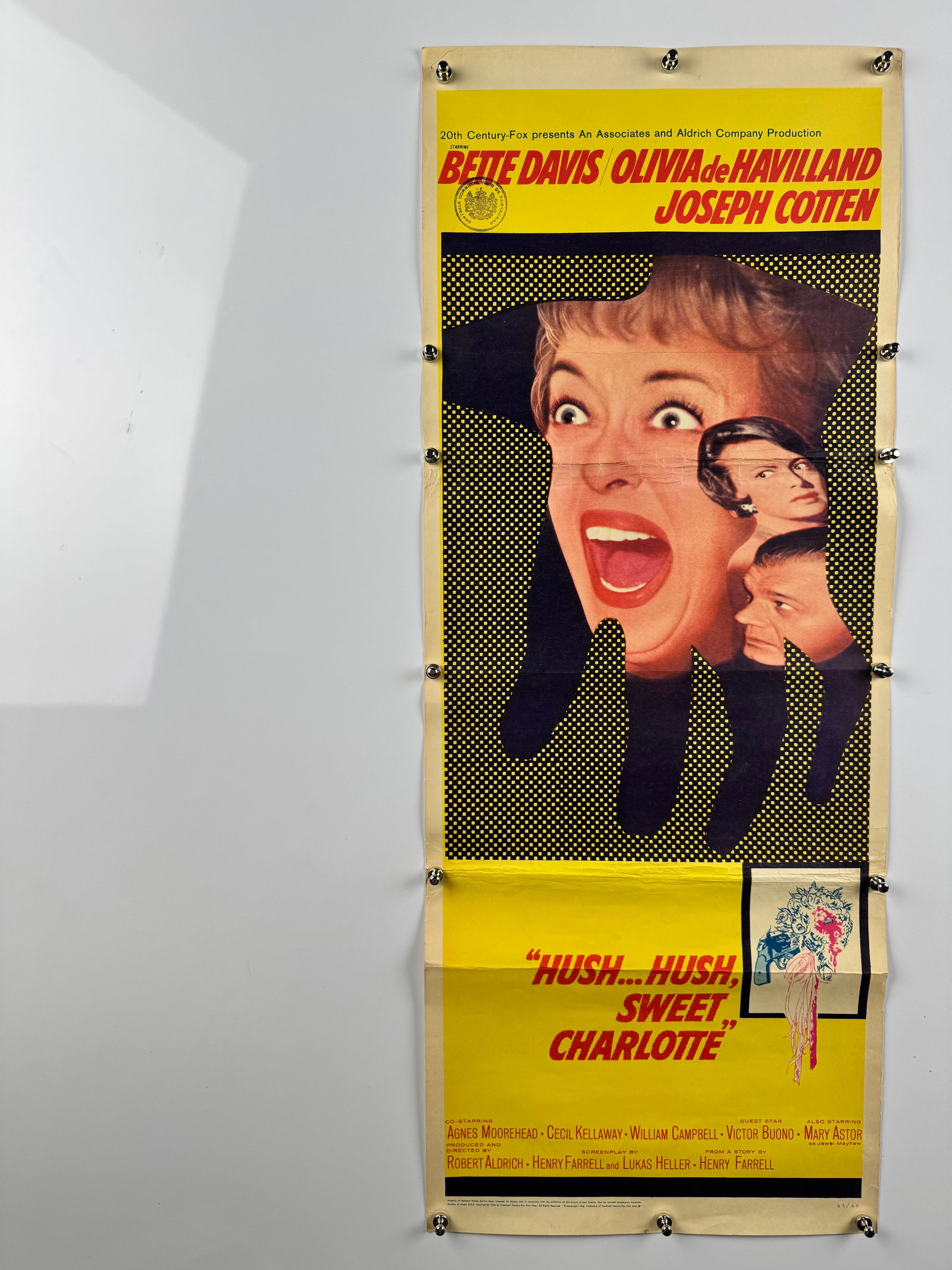 Hush Hush Sweet Charlotte 1964 Original US Insert Movie Poster Bette Davis Robert Aldrich Horror (1 of 7)