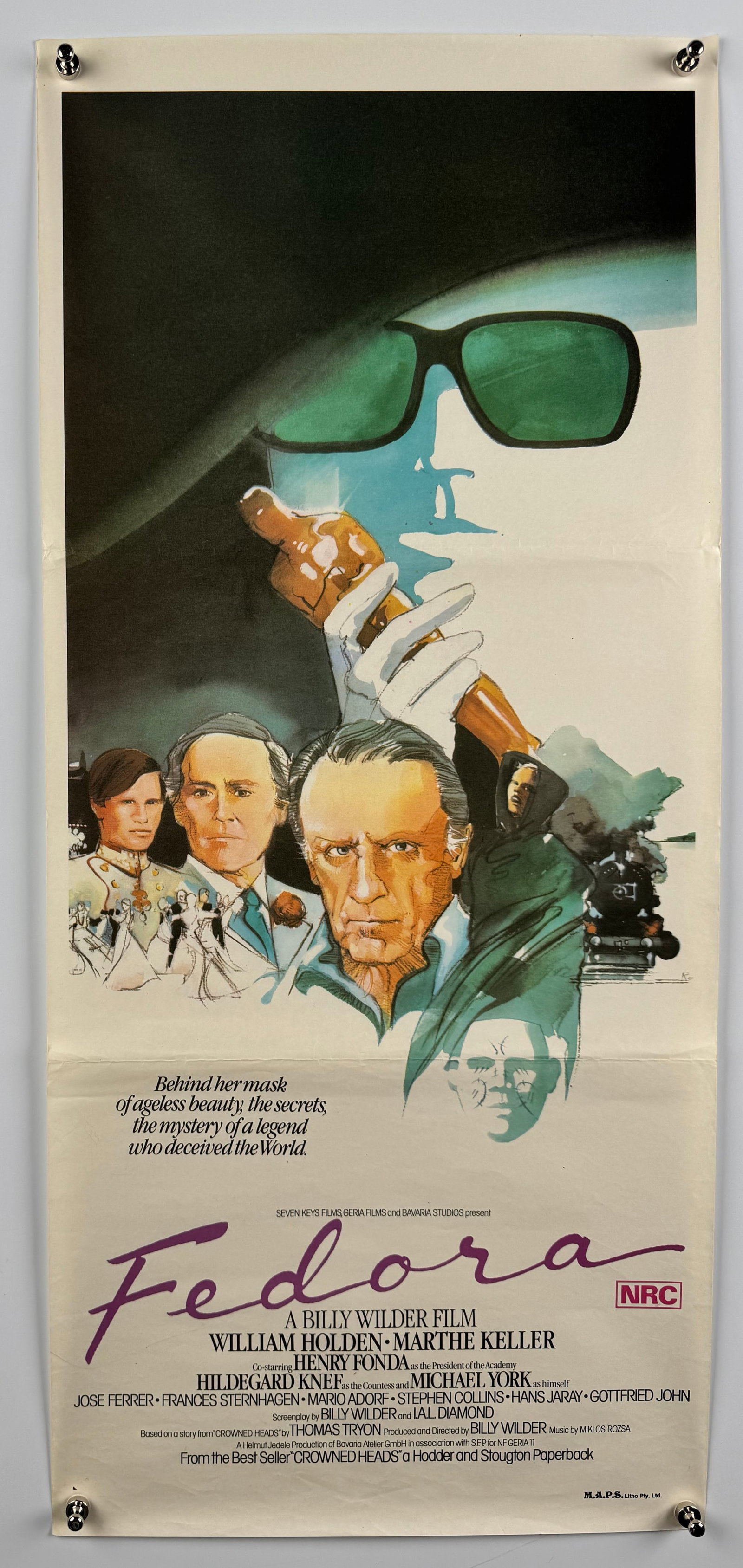 Fedora 1978 Original US Insert Movie Poster Billy Wilder William Holden Marthe Keller Drama (1 of 4)