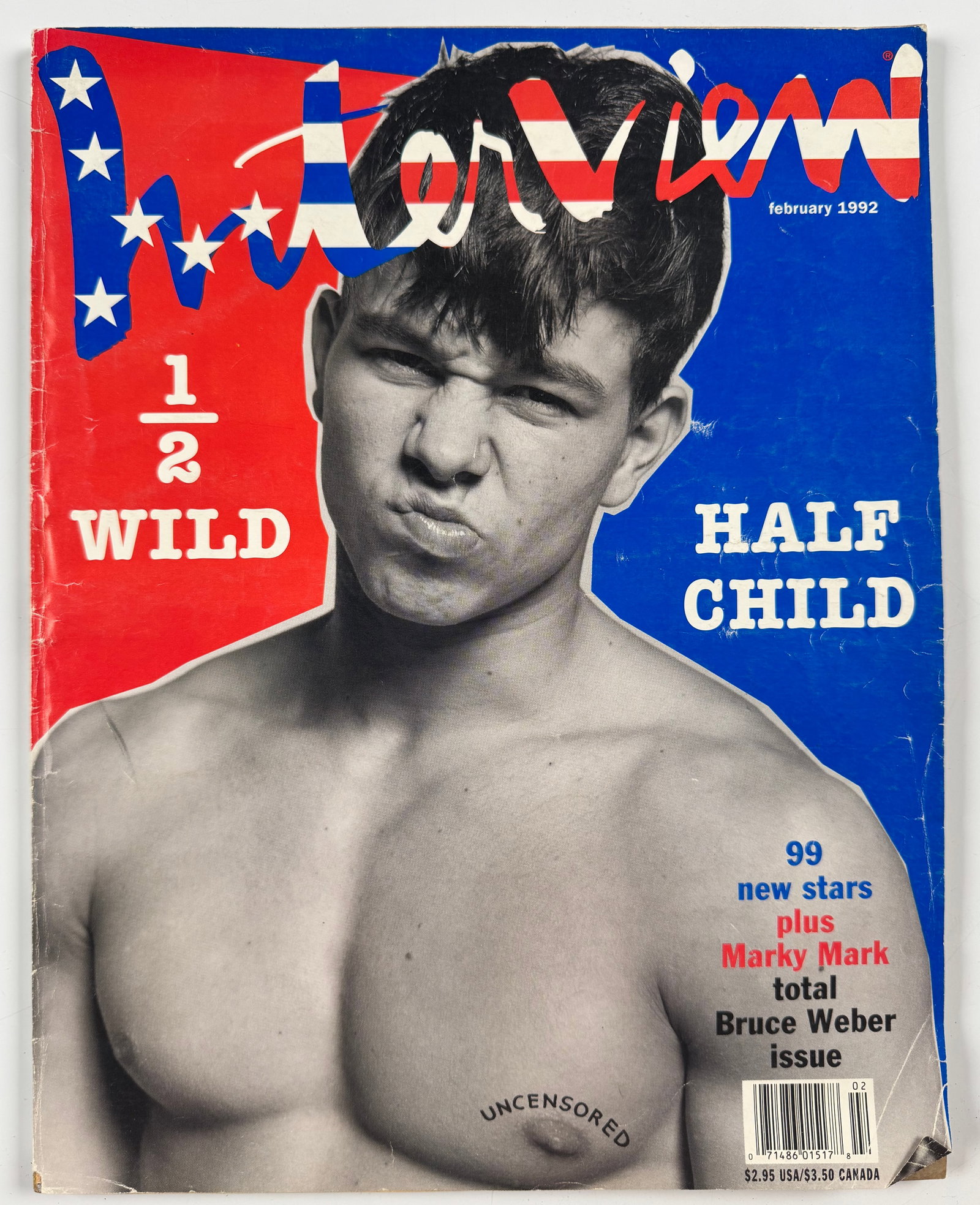 Interview Magazine February 1992 Issue Mark Wahlberg Bruce Weber Brad Pitt Gay Interest Photography: February 1992 issue of Interview magazine featuring Mark Wahlberg, then billed as Marky Mark, on the cover and in an extensive Bruce Weber photography editorial. Additional subjects include Brad Pitt 